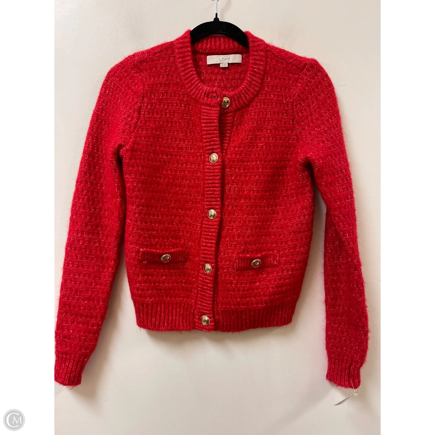 Sweater Cardigan By Loft In Red, Size: Xs