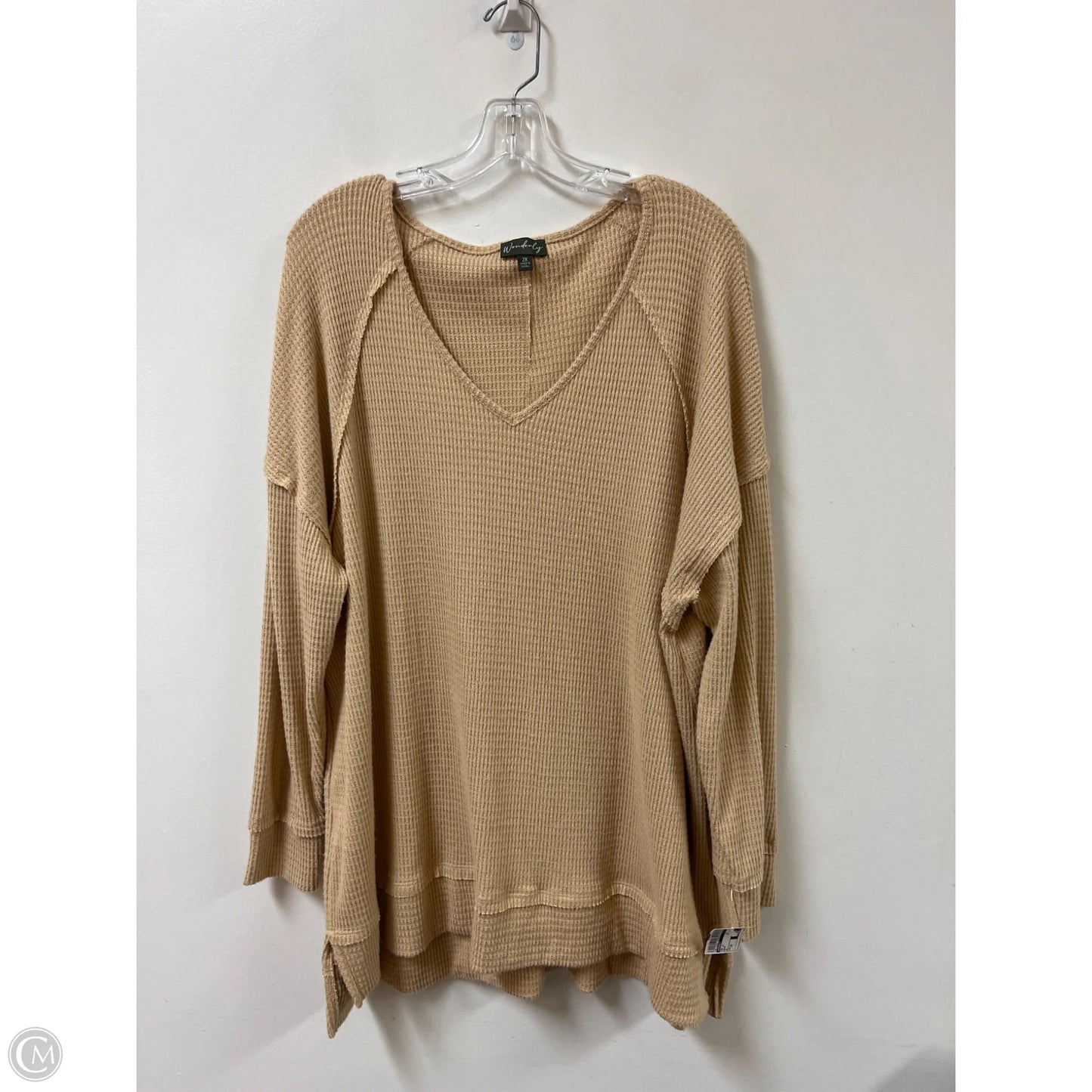 Top Long Sleeve By Wonderly In Brown, Size: 2x