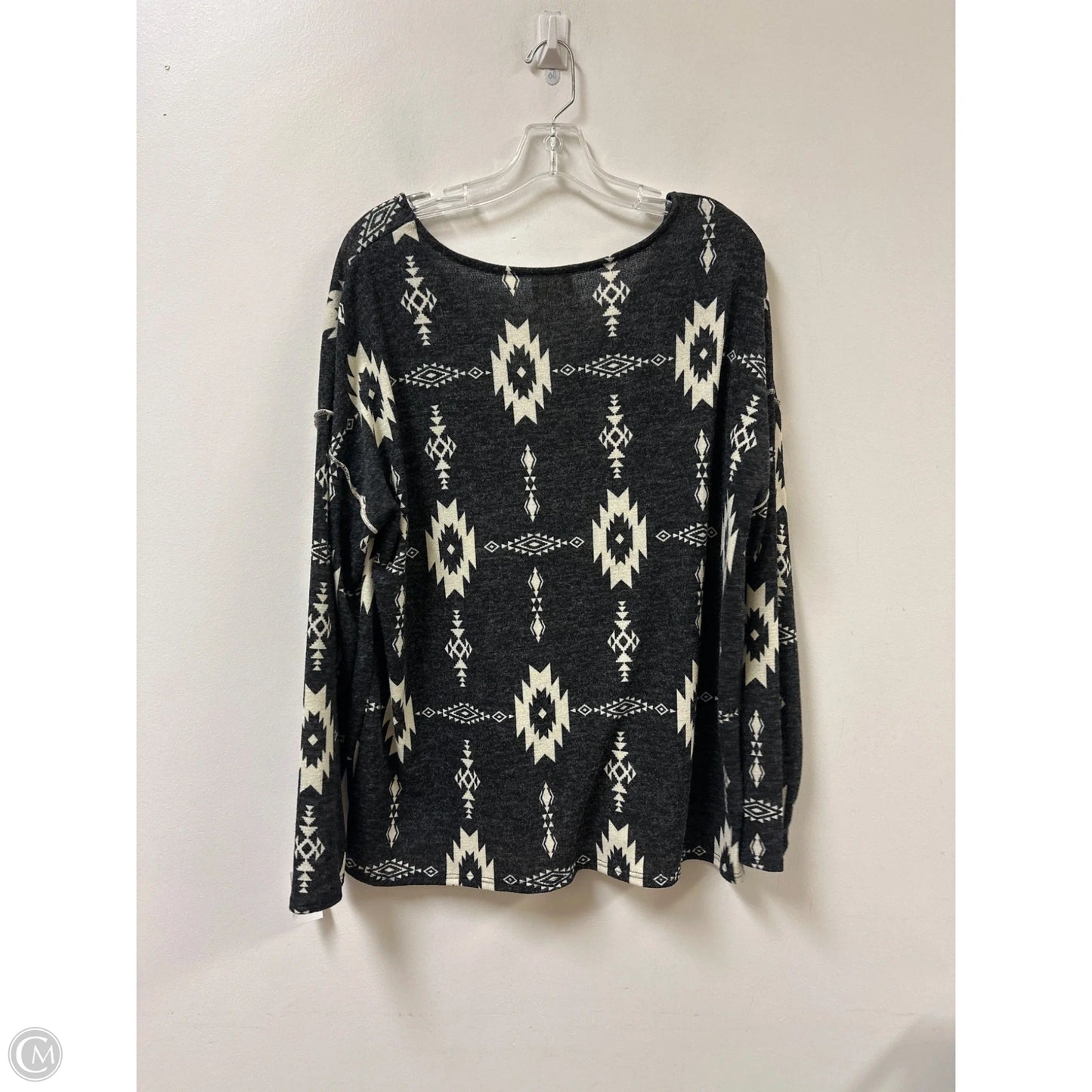 Top Long Sleeve By Bibi In Cream & Grey, Size: L