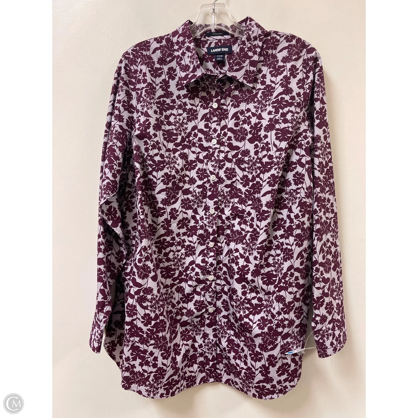 Blouse Long Sleeve By Lands End In Purple, Size: 2x