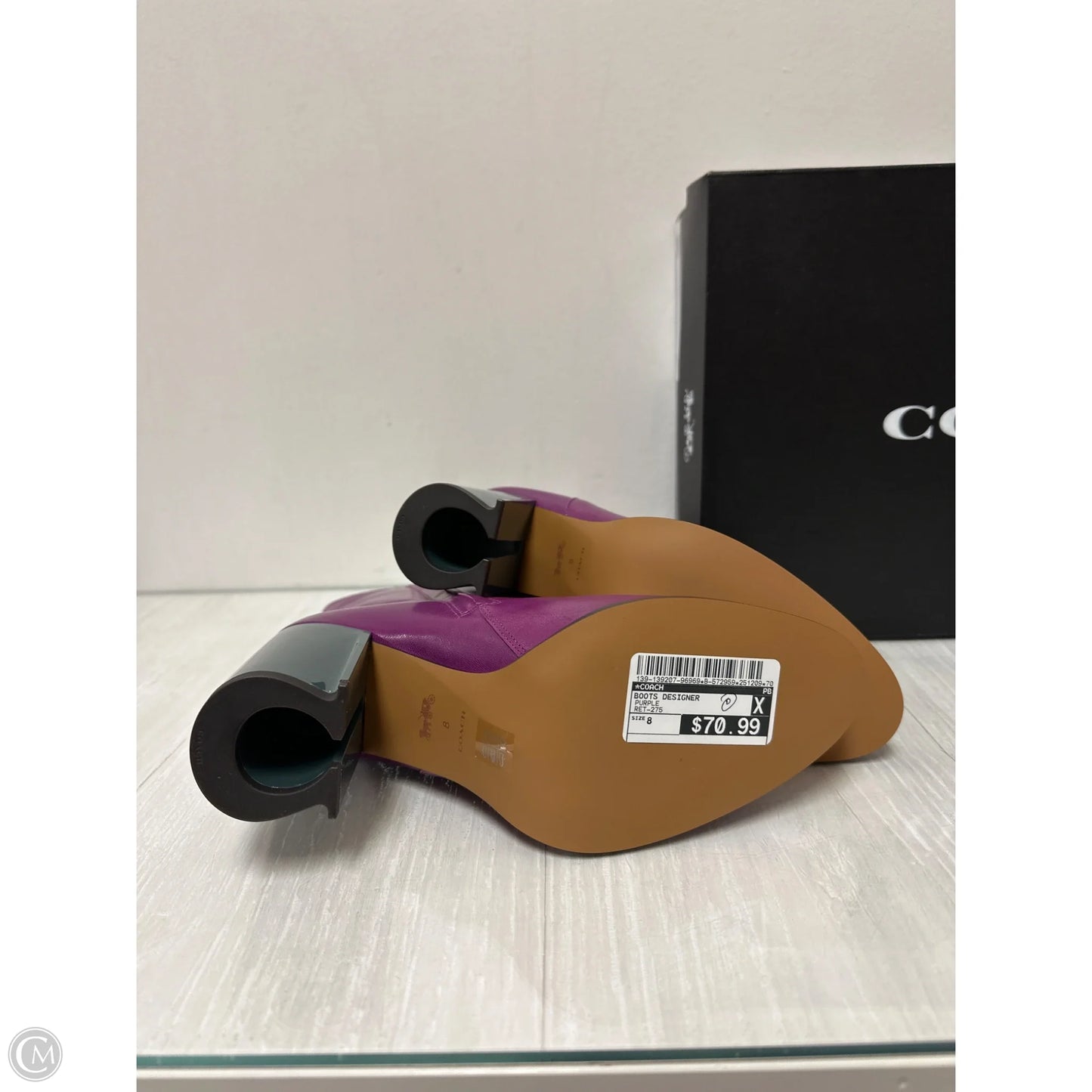 Boots Designer By Coach In Purple, Size: 8