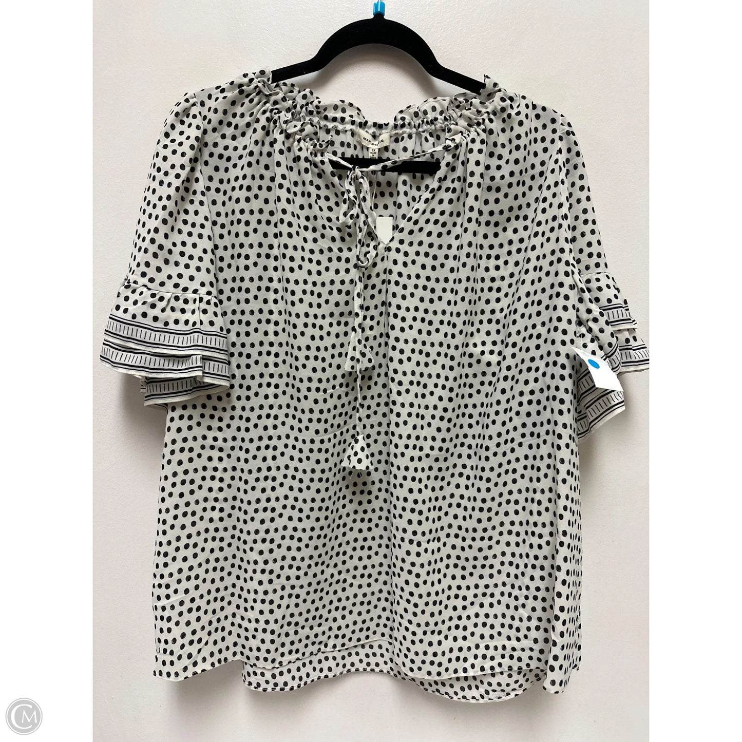 Top Short Sleeve By Max Studio In Black & White, Size: 1x