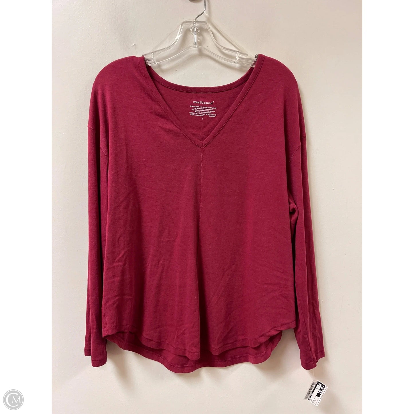 Top Long Sleeve By West Bound In Red, Size: L
