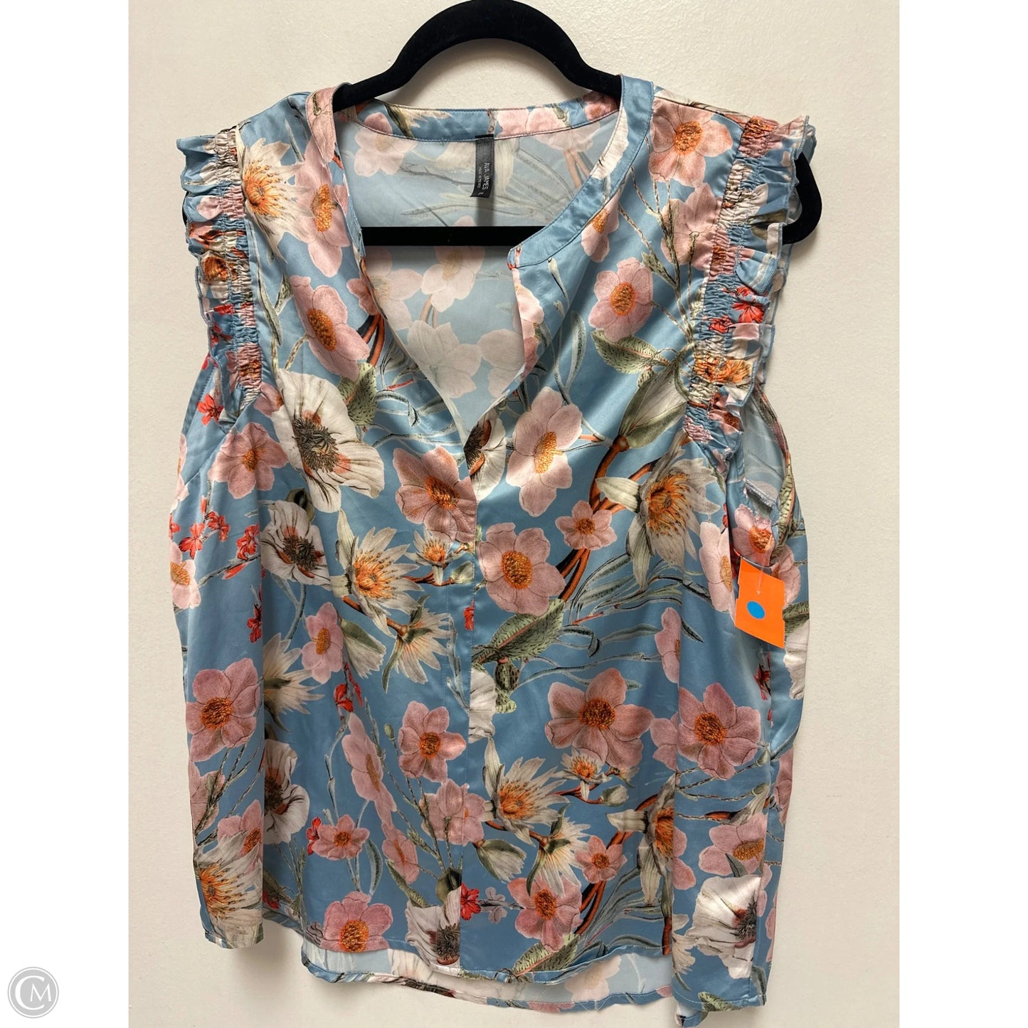 Top Short Sleeve By Ava James In Blue & Pink, Size: Xl
