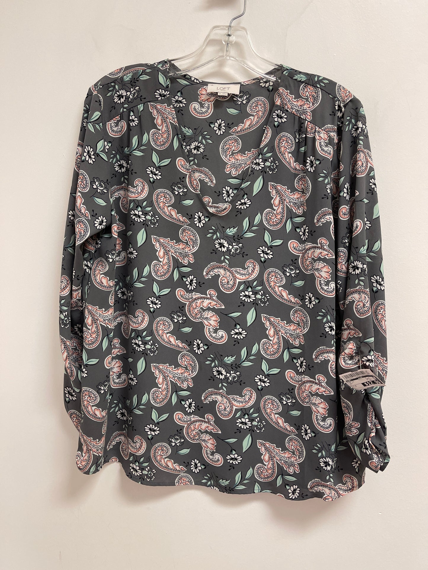 Top Long Sleeve By Loft In Grey, Size: M