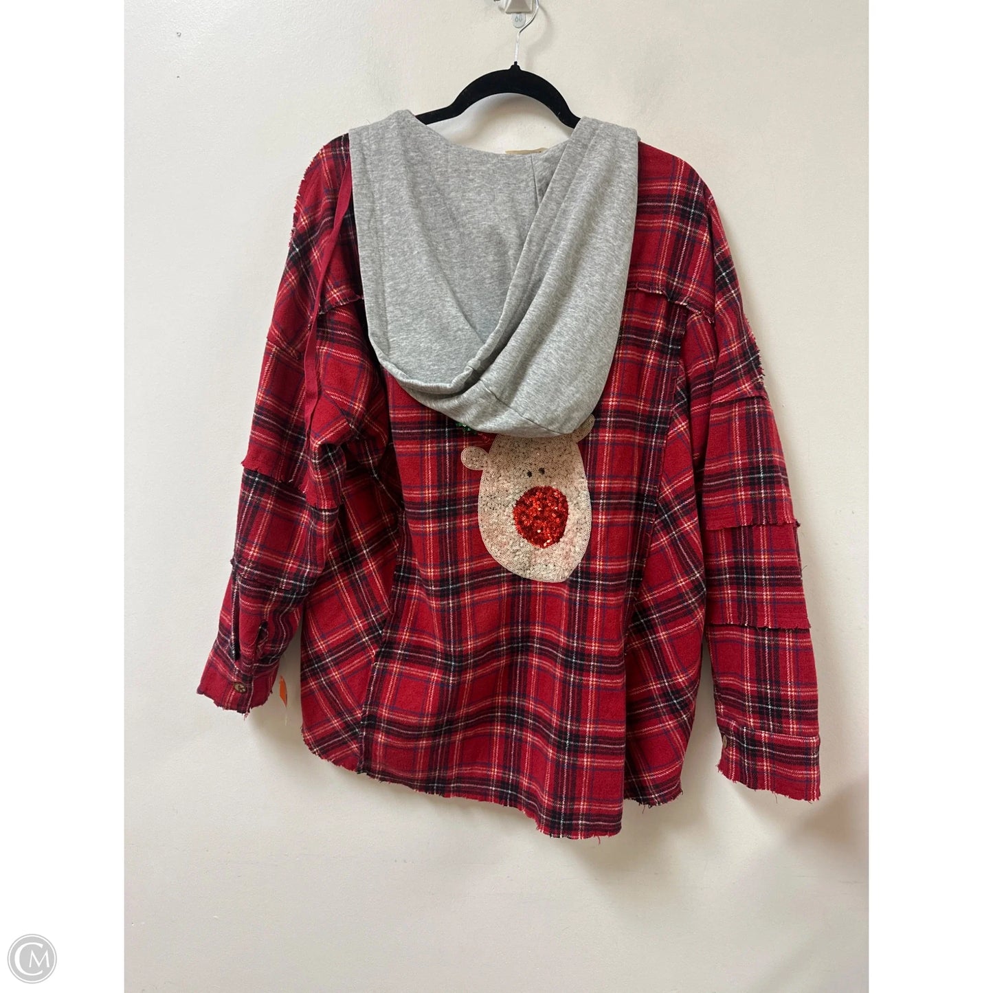 Jacket Shirt By Fanatics In Grey & Red, Size: S