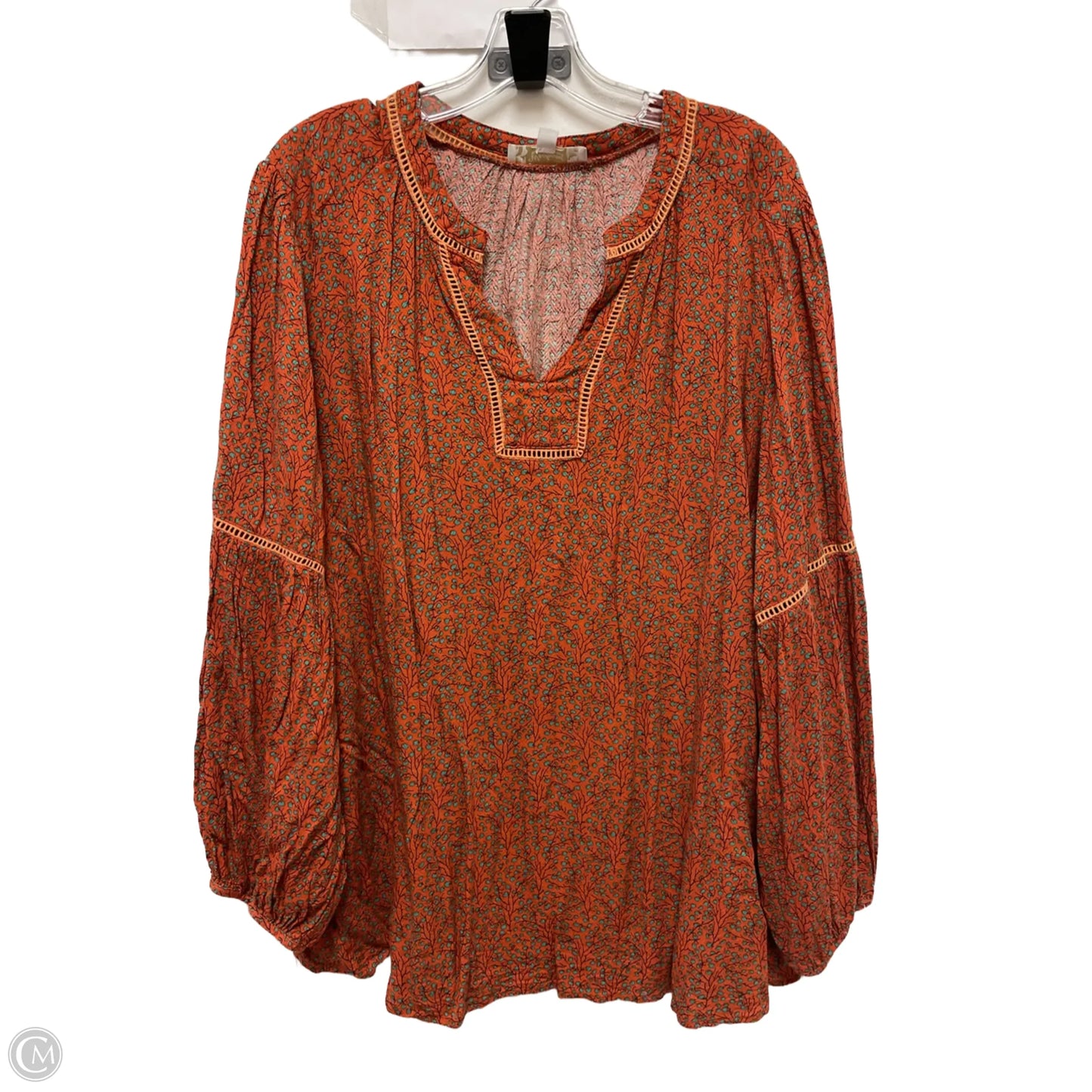 Top Long Sleeve By Suzanne Betro In Orange, Size: 4x