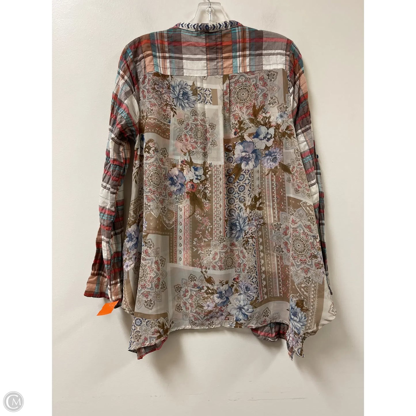 Top Long Sleeve By Andree By Unit In Plaid Pattern, Size: M