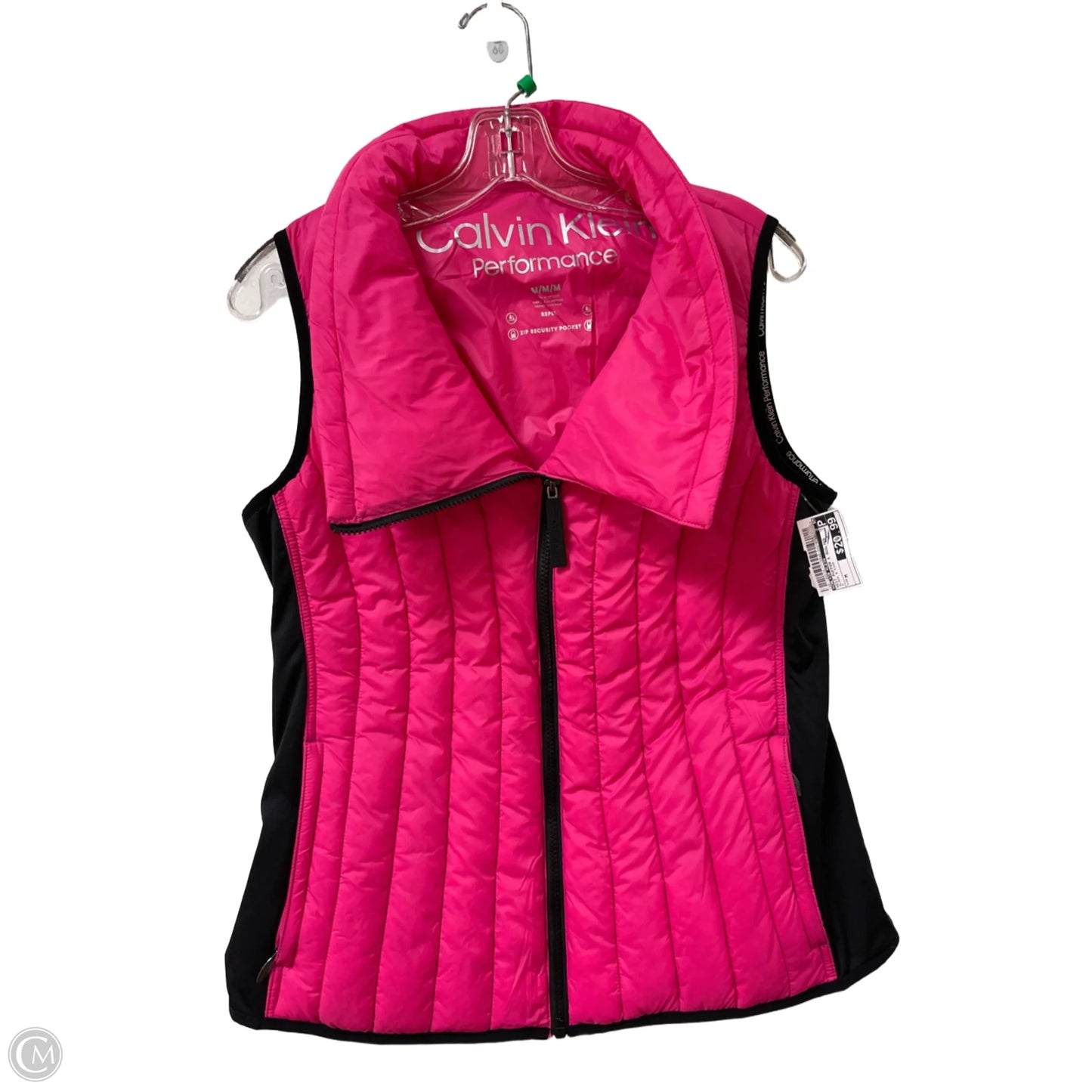 Vest Puffer & Quilted By Calvin Klein In Black & Pink, Size: M
