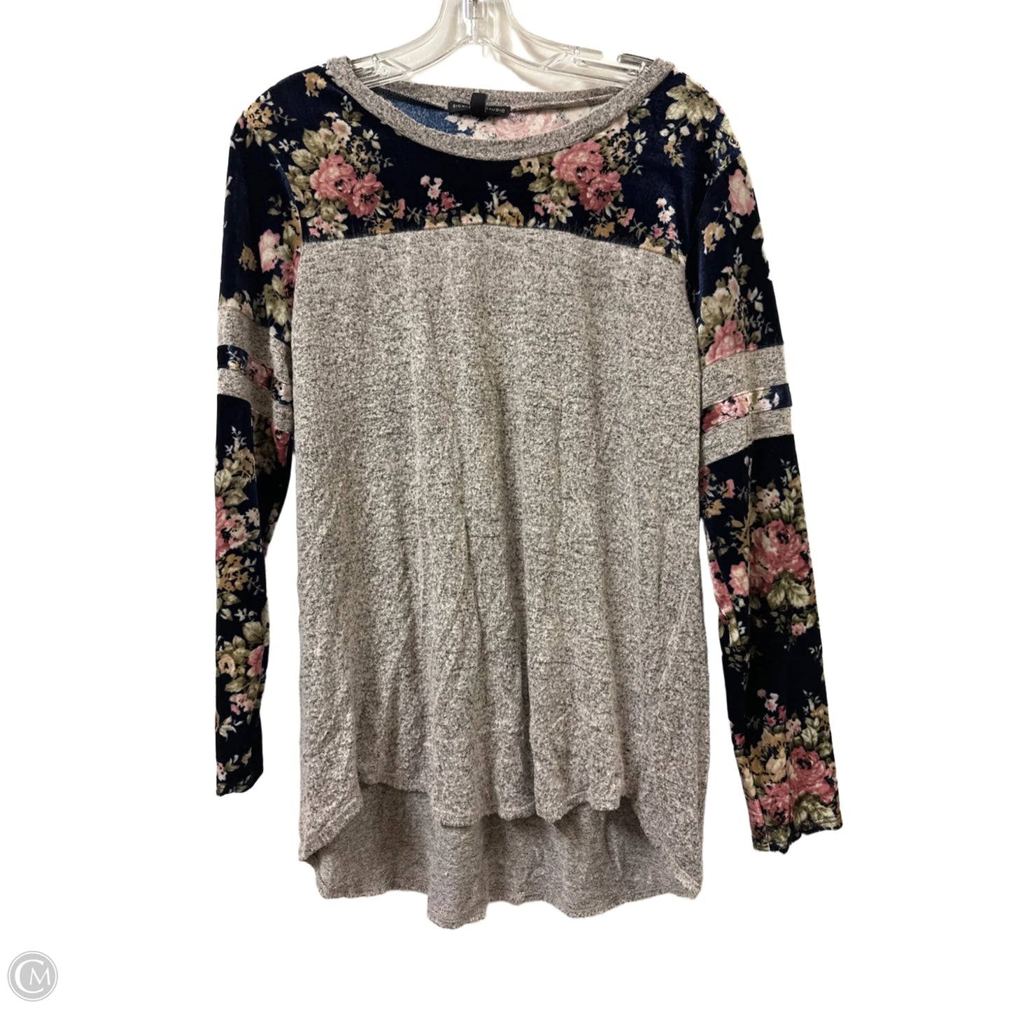 Top Long Sleeve By Signature Studio In Black & Grey, Size: L