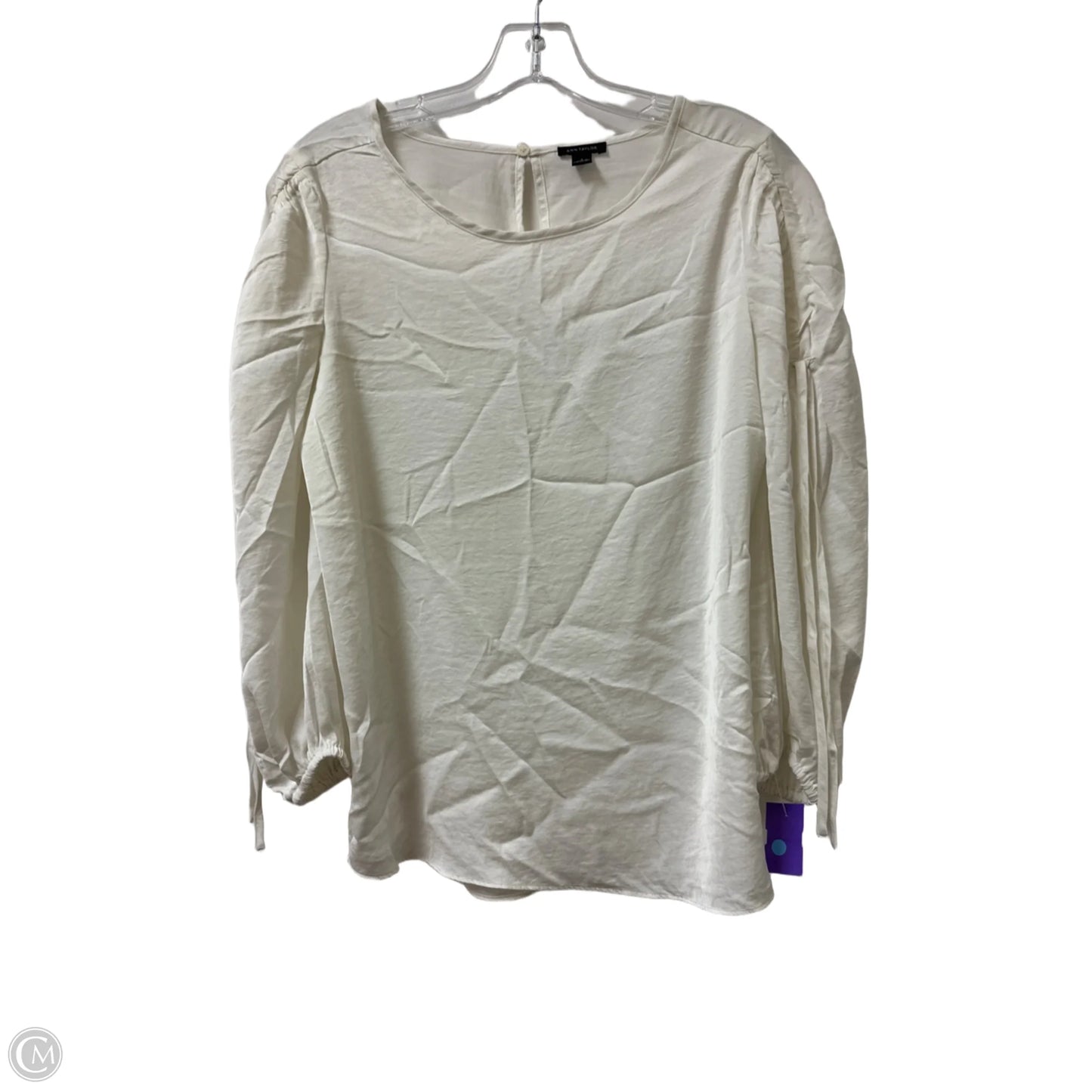 Top Long Sleeve By Ann Taylor In White, Size: S