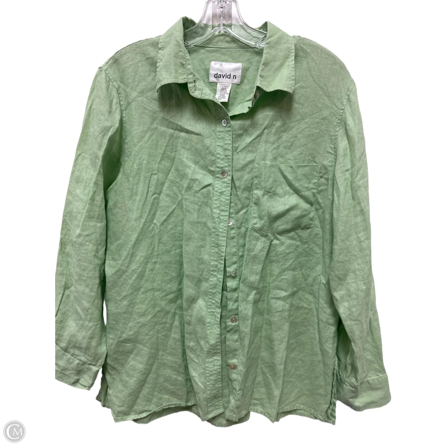 Blouse Long Sleeve By David N In Green, Size: L