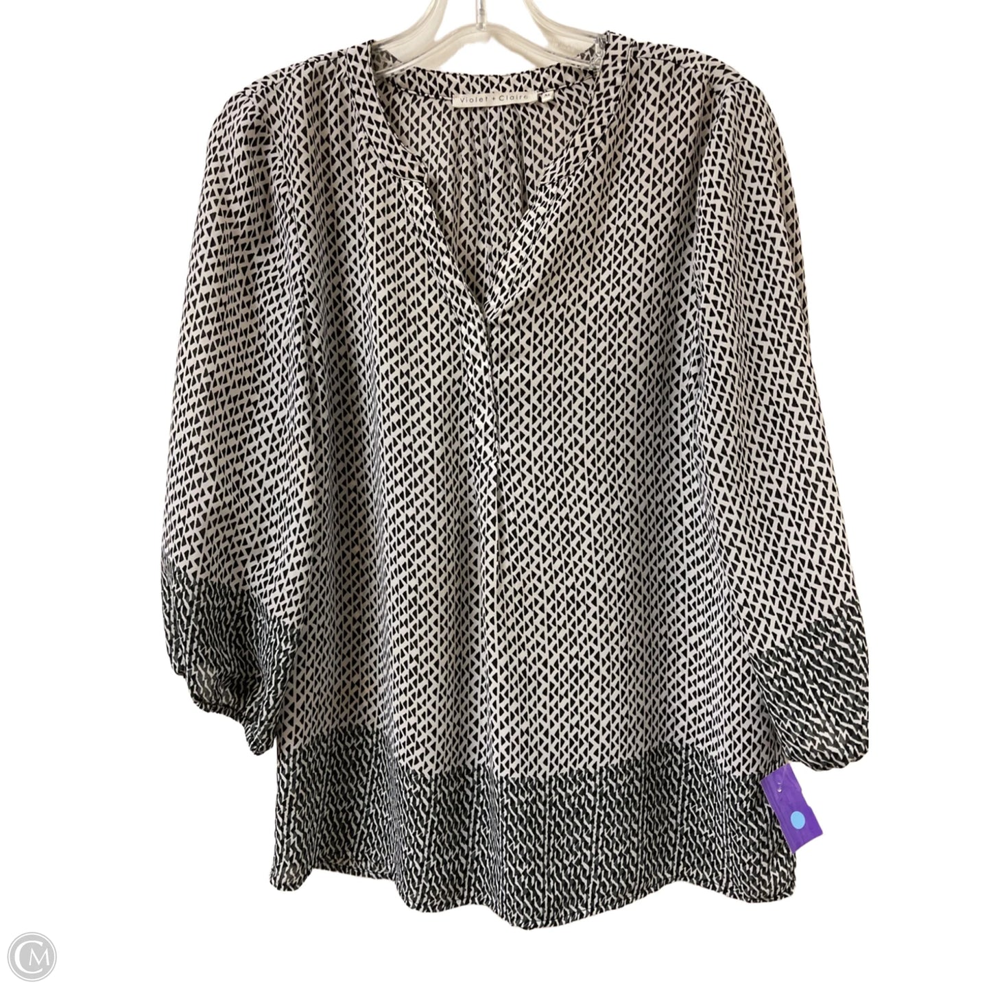 Top Long Sleeve By Violet And Claire In Black & White, Size: M