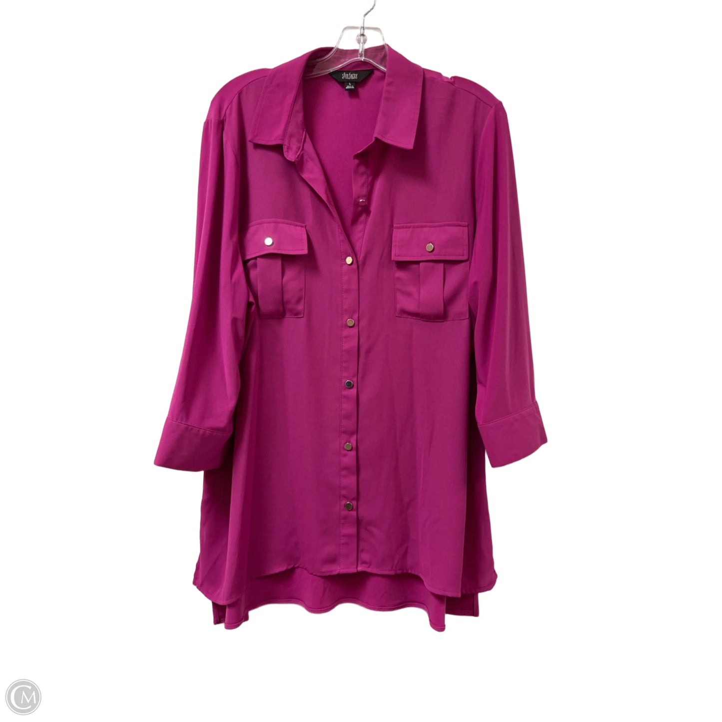 Blouse Long Sleeve By Investments In Purple, Size: L