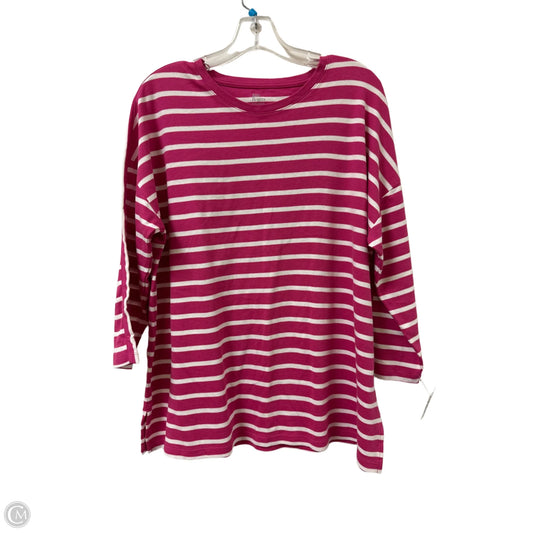 Top Long Sleeve By Kim Rogers In Pink & White, Size: L
