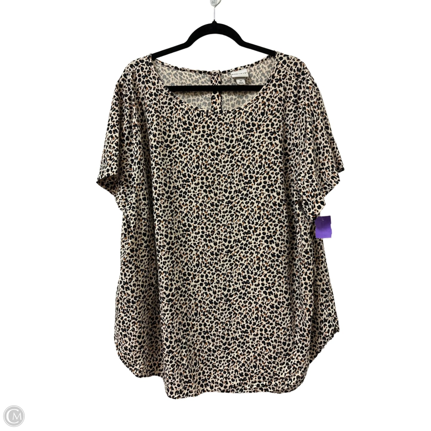 Top Short Sleeve By Ava & Viv In Animal Print, Size: 2x