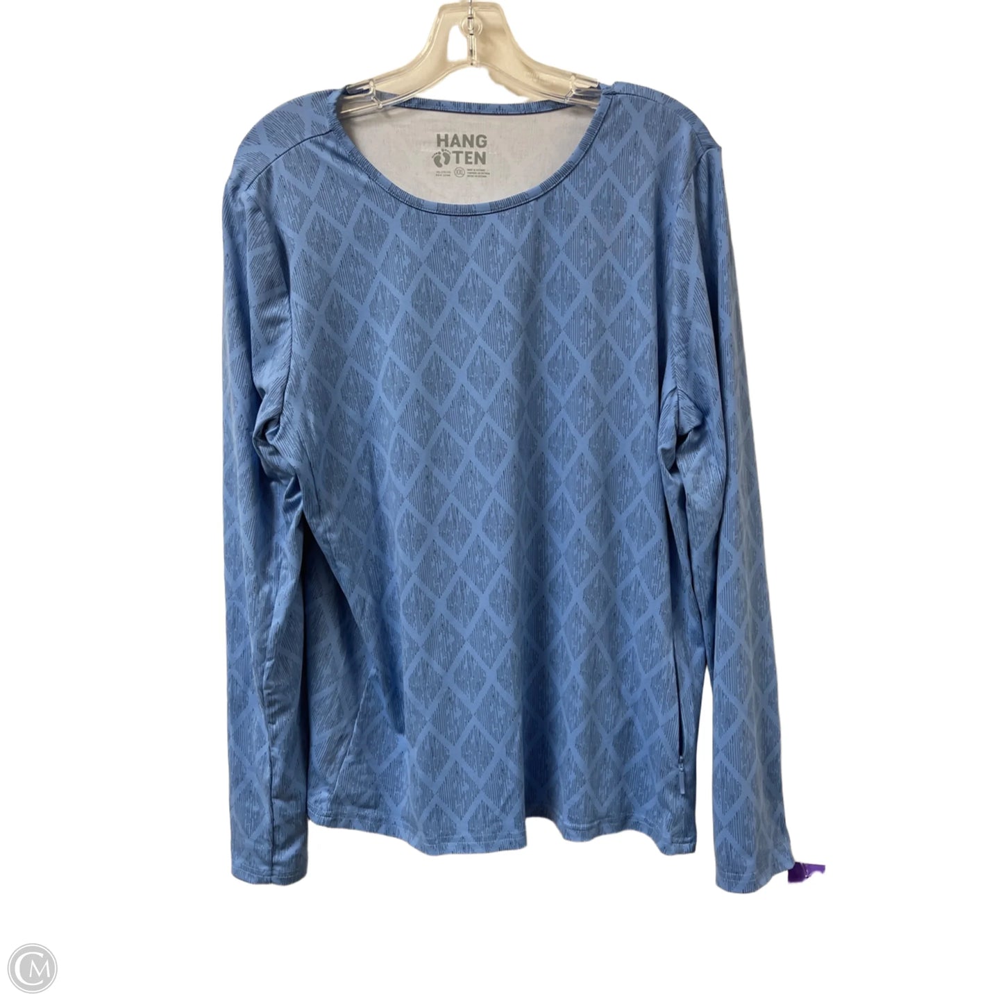 Athletic Top Long Sleeve Crewneck By Hang Ten In Blue, Size: 1x