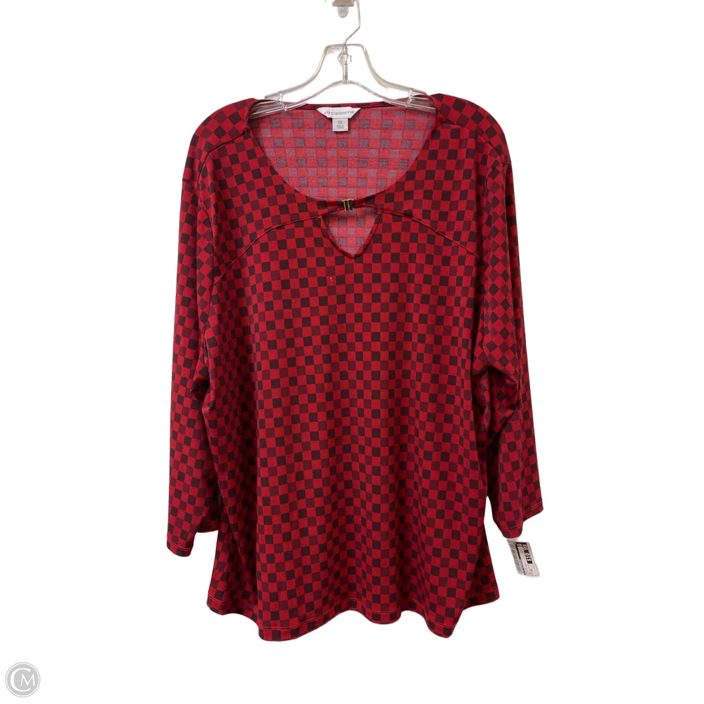 Top Long Sleeve By Liz Claiborne In Black & Red, Size: 2x
