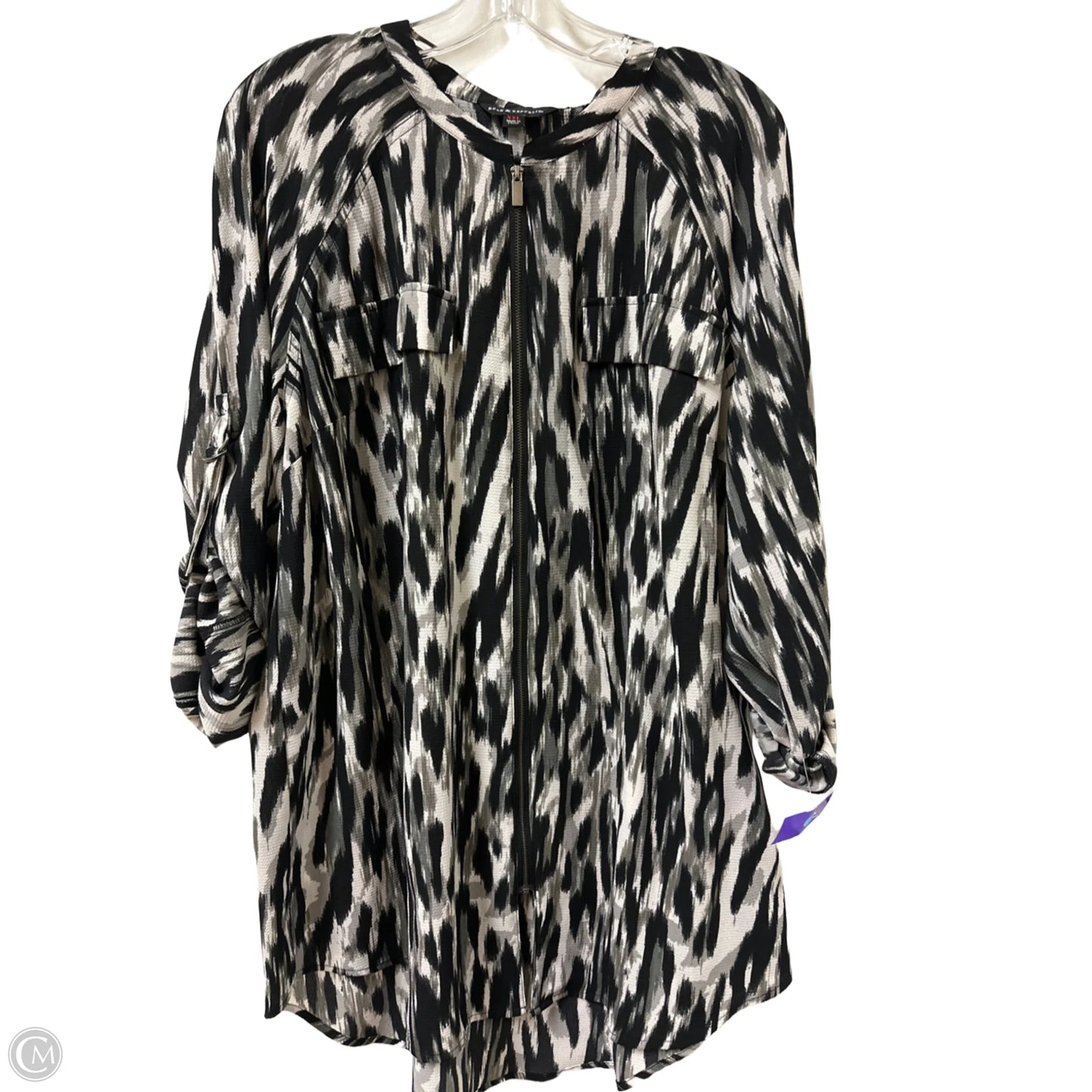 Top Long Sleeve By Rock And Republic In Black & Grey, Size: 1x