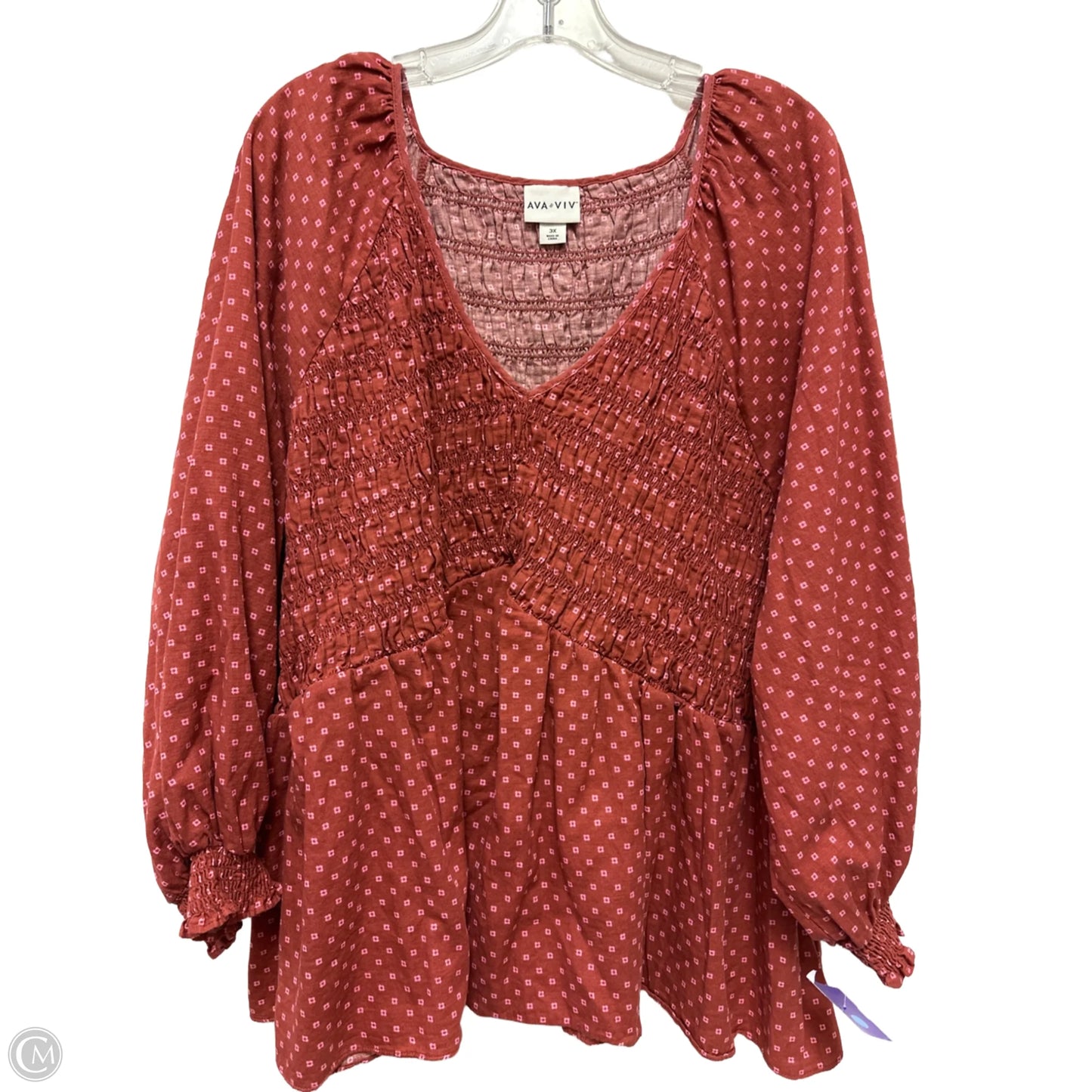 Top Long Sleeve By Ava & Viv In Orange, Size: 3x