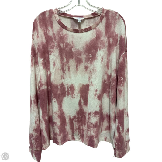 Top Long Sleeve By Time And Tru In Pink & White, Size: Xl