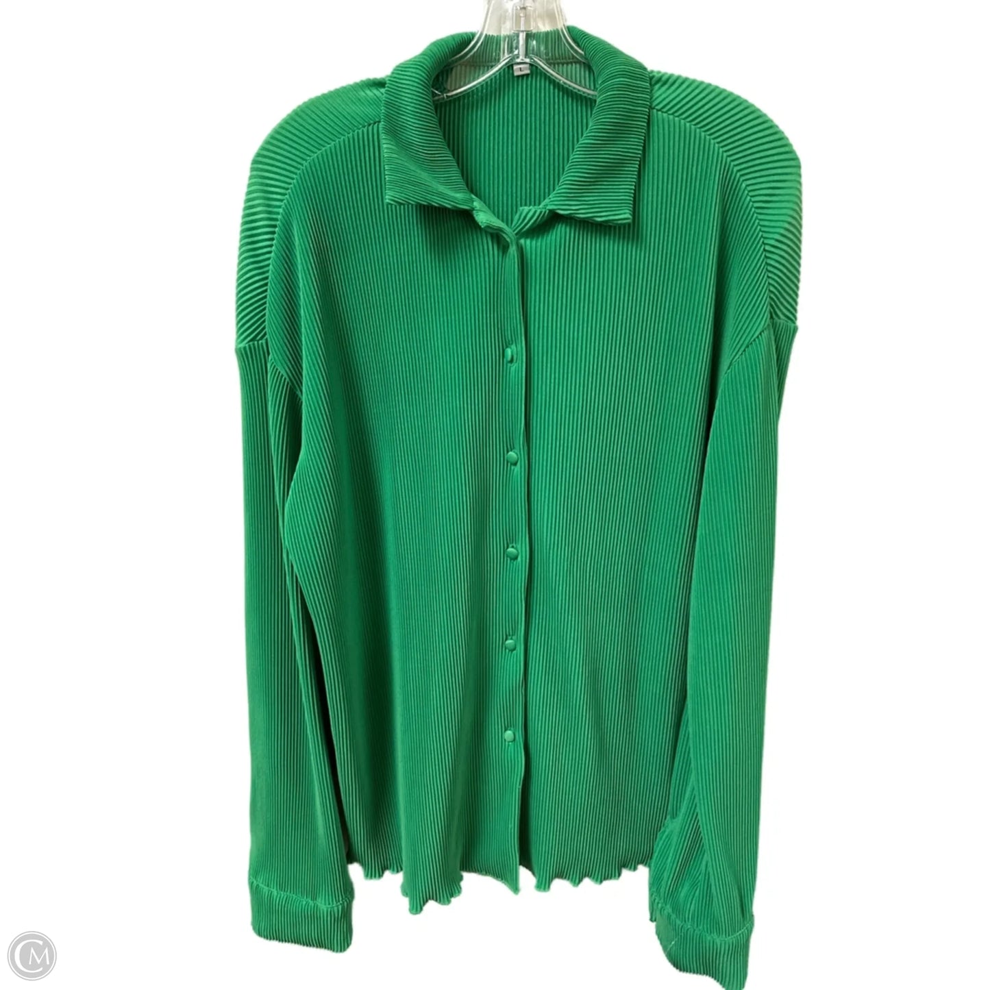 Blouse Long Sleeve By Clothes Mentor In Green, Size: L