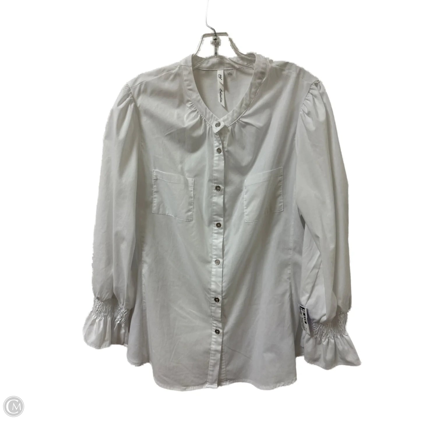 Blouse Long Sleeve By Ny Collection In White, Size: Xl
