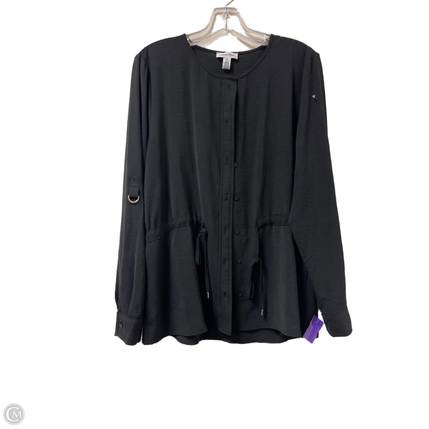 Blouse Long Sleeve By Calvin Klein In Black, Size: L