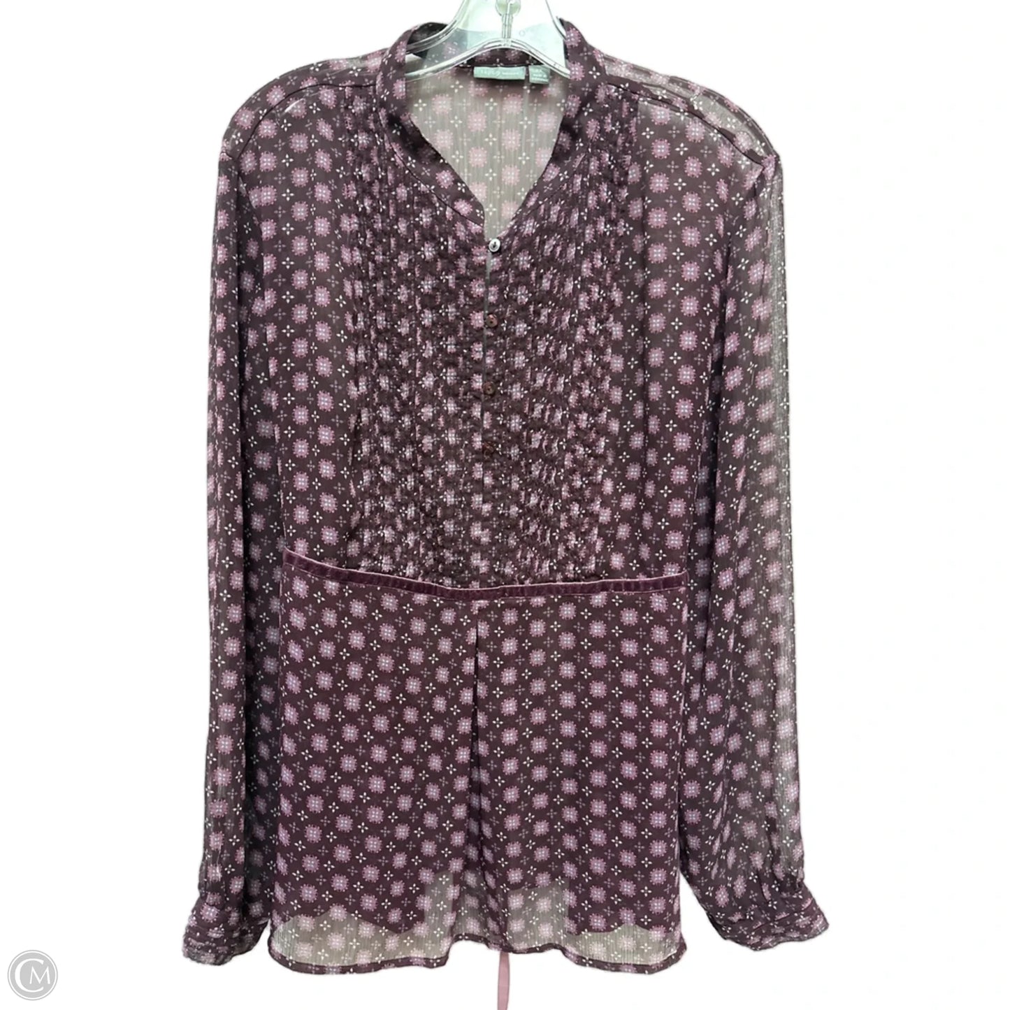 Blouse Long Sleeve By Apt 9 In Purple, Size: 2x