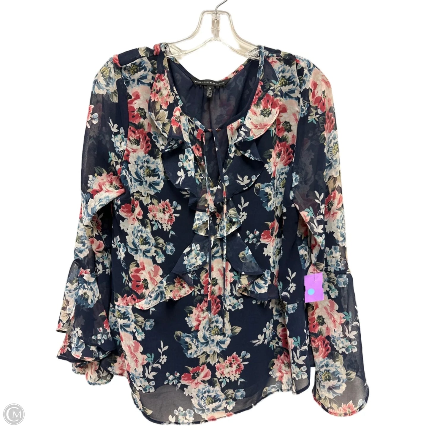 Top Long Sleeve By White House Black Market In Floral Print, Size: Xl