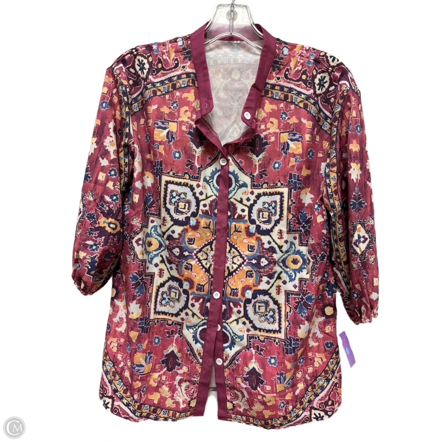 Blouse Long Sleeve By Clothes Mentor In Multi-colored, Size: S