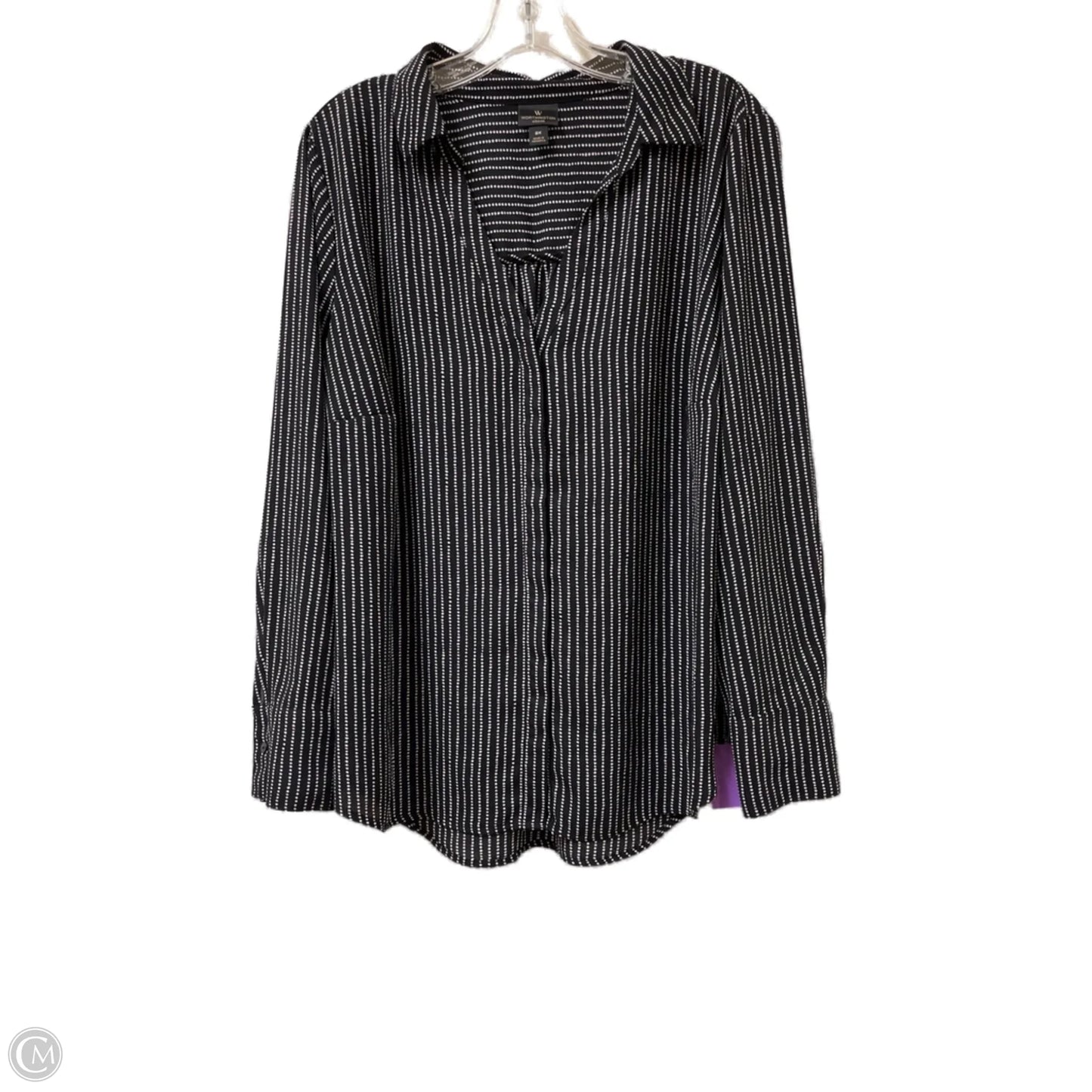 Blouse Long Sleeve By Worthington In Black & White, Size: Xl