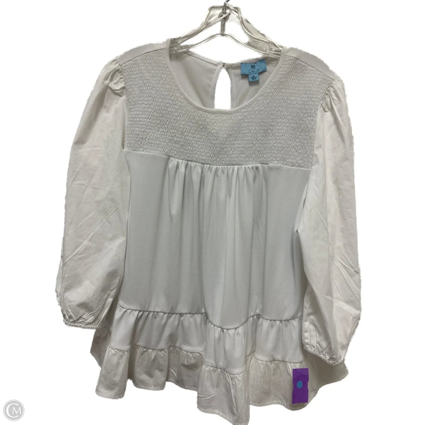 Top Long Sleeve By Cece In White, Size: Xl