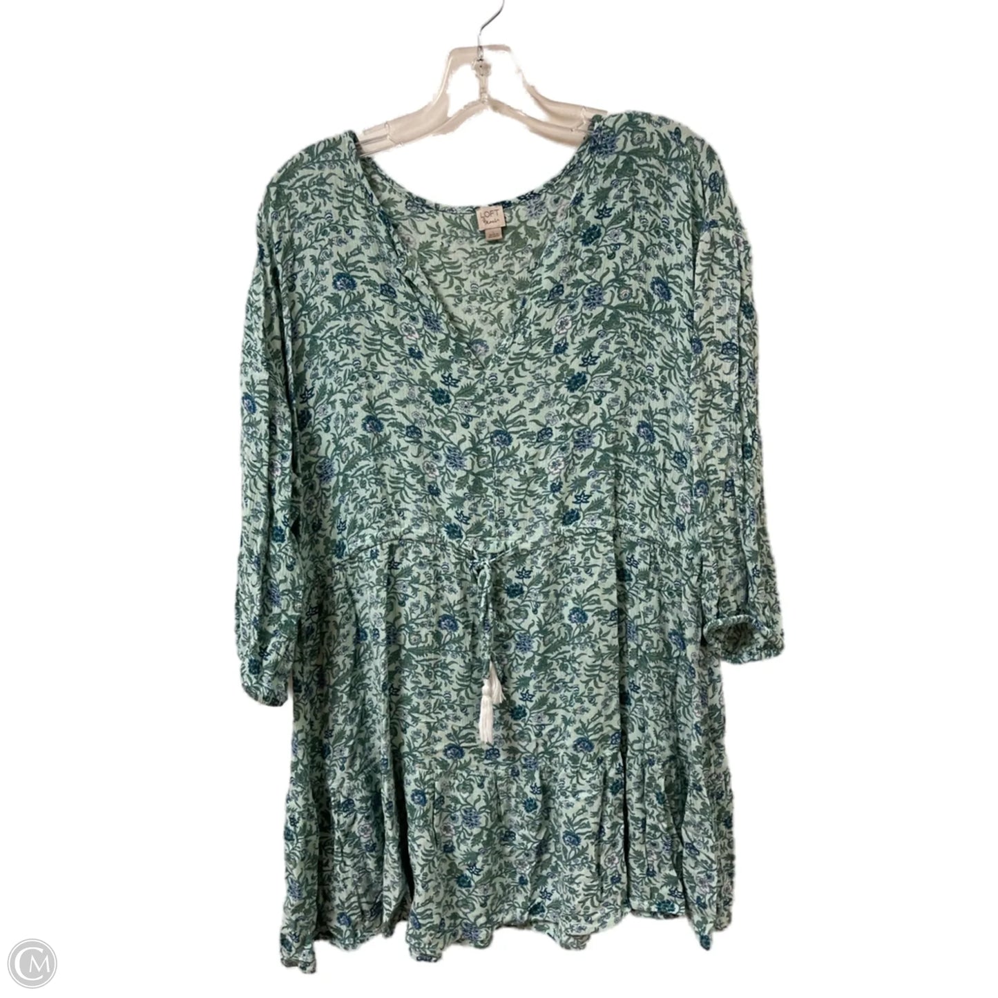 Tunic Long Sleeve By Loft In Green, Size: L