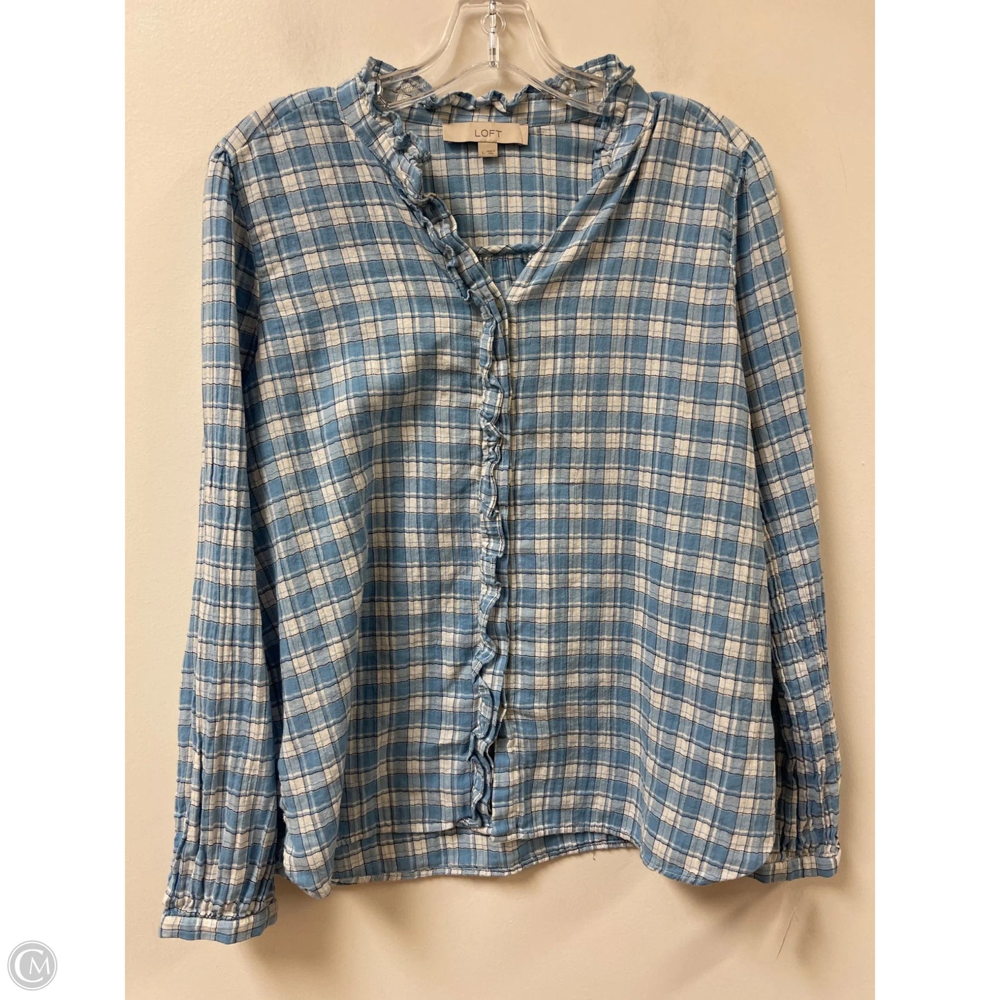 Blouse Long Sleeve By Loft In Blue, Size: L