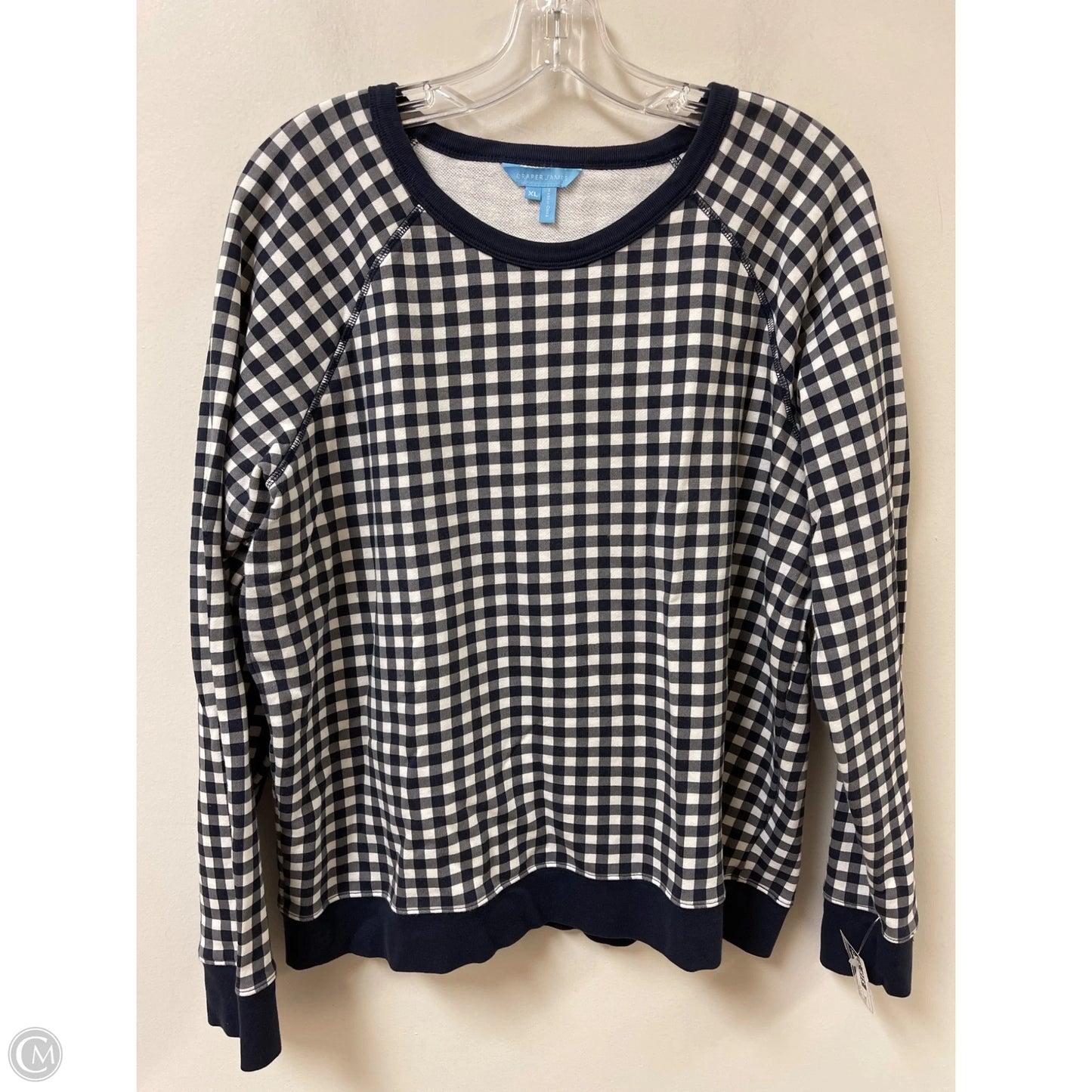 Sweater By Draper James In Blue & White, Size: Xl