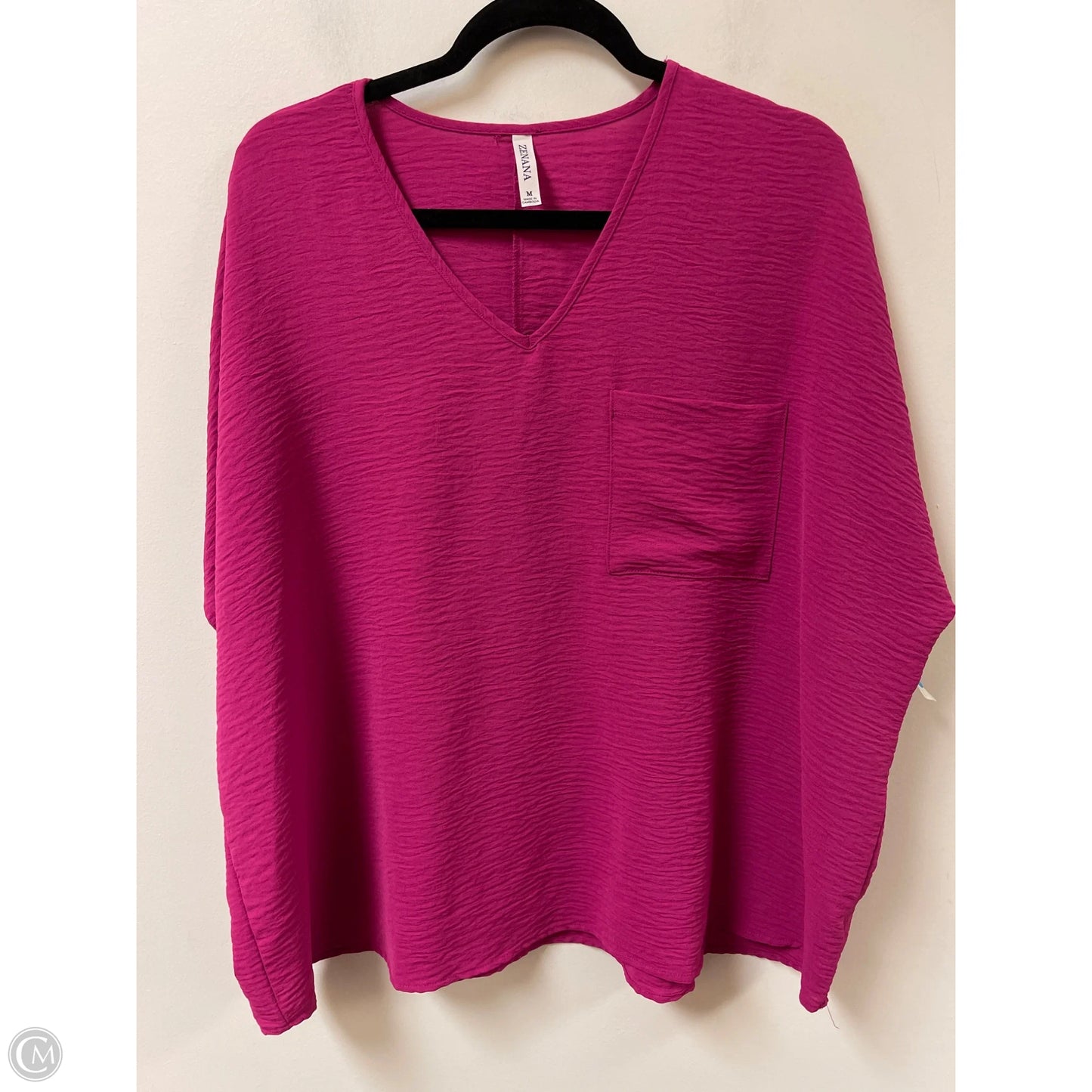 Top Short Sleeve By Zenana Outfitters In Pink, Size: M