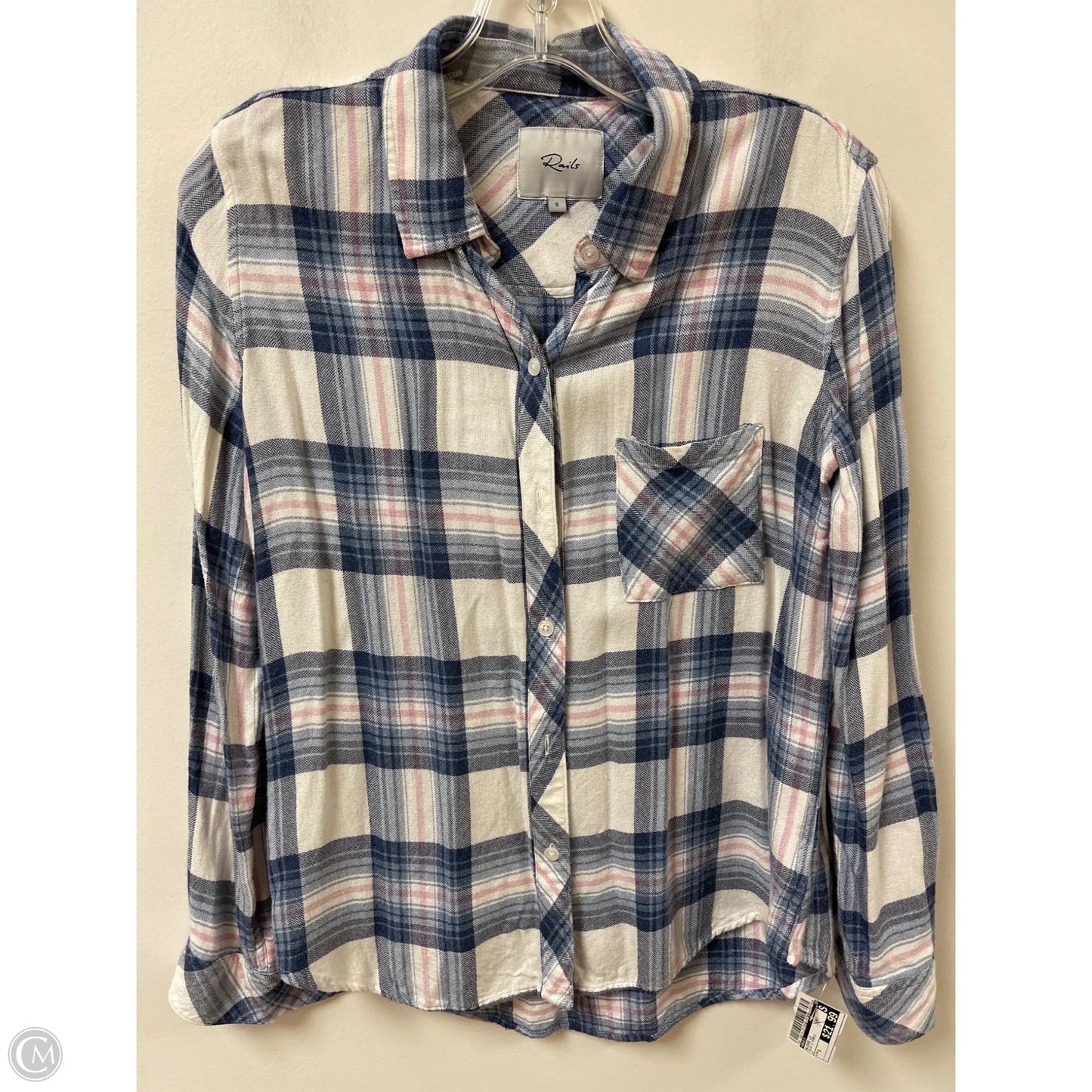 Blouse Long Sleeve By Rails In Blue & Purple, Size: S