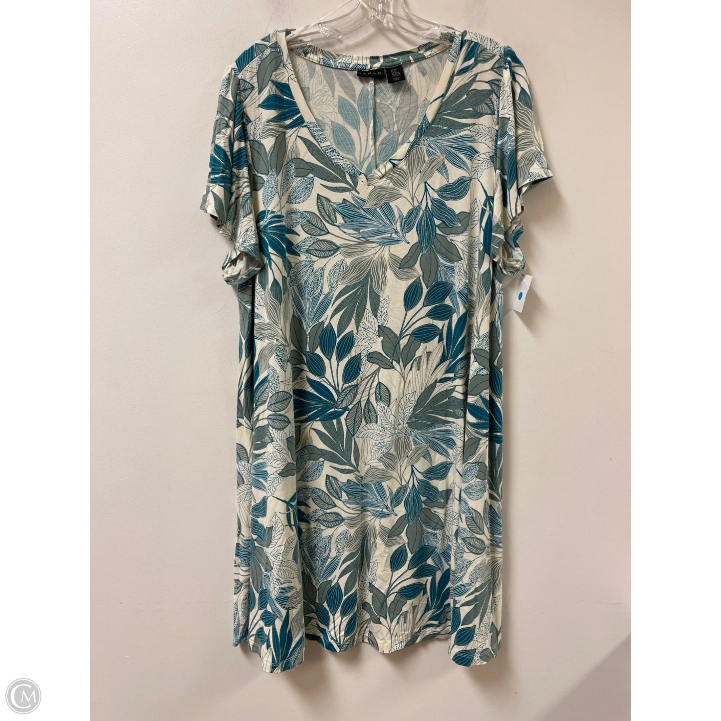 Dress Casual Midi By Tahari By Arthur Levine In Green & Tan, Size: 2x