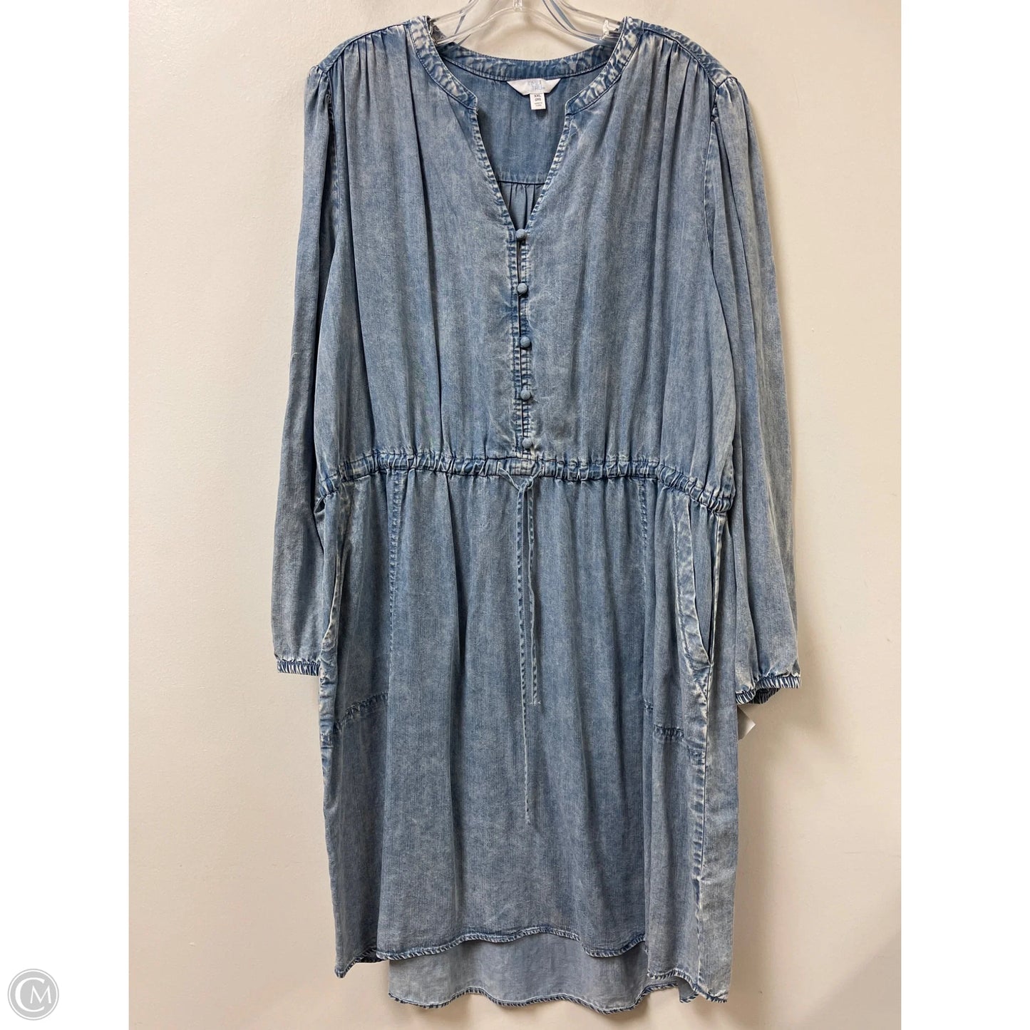 Dress Casual Midi By Time And Tru In Blue Denim, Size: 1x