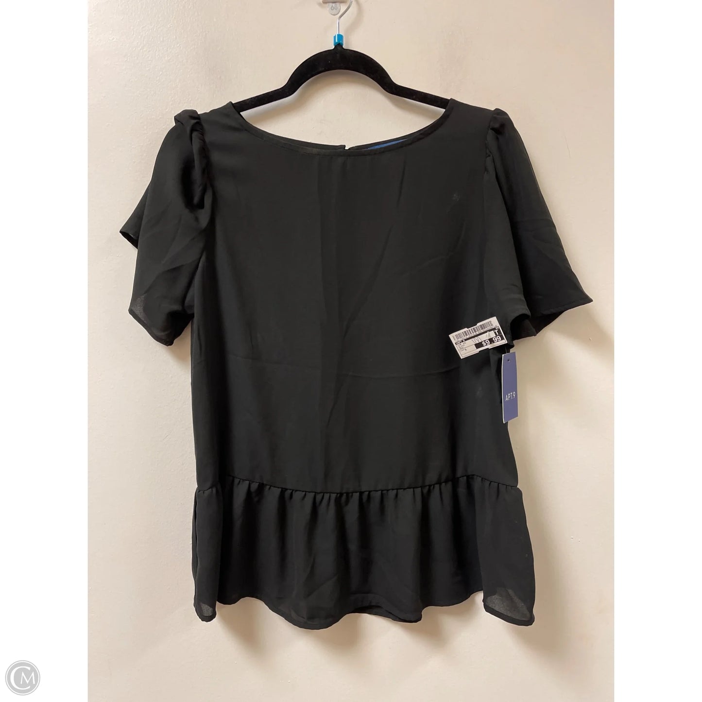 Top Short Sleeve By Apt 9 In Black, Size: S