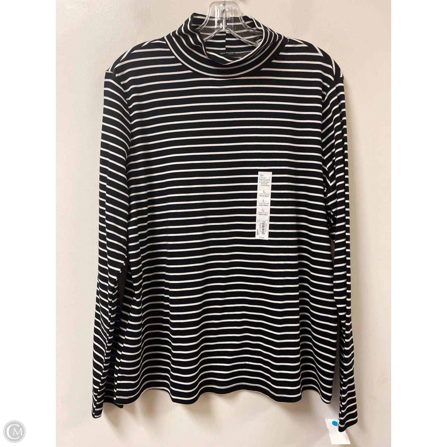 Top Long Sleeve By Croft And Barrow In Black & White, Size: L