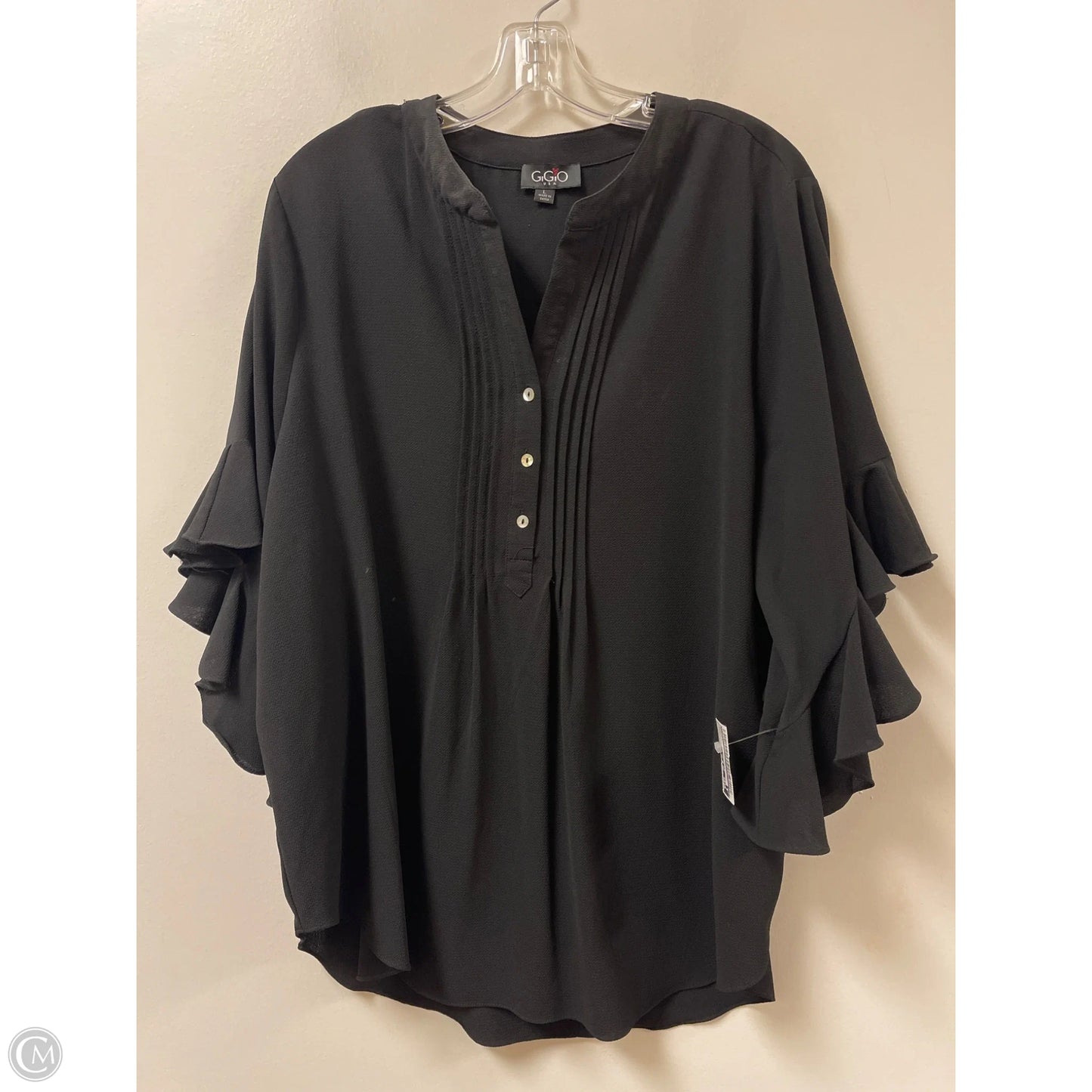 Top Long Sleeve By Gigio In Black, Size: L