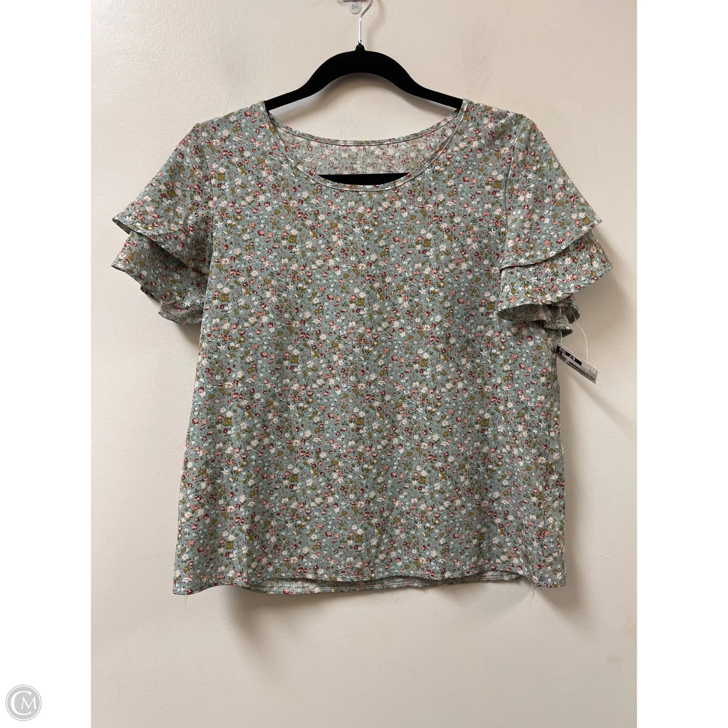 Top Short Sleeve By Shein In Floral Print, Size: S