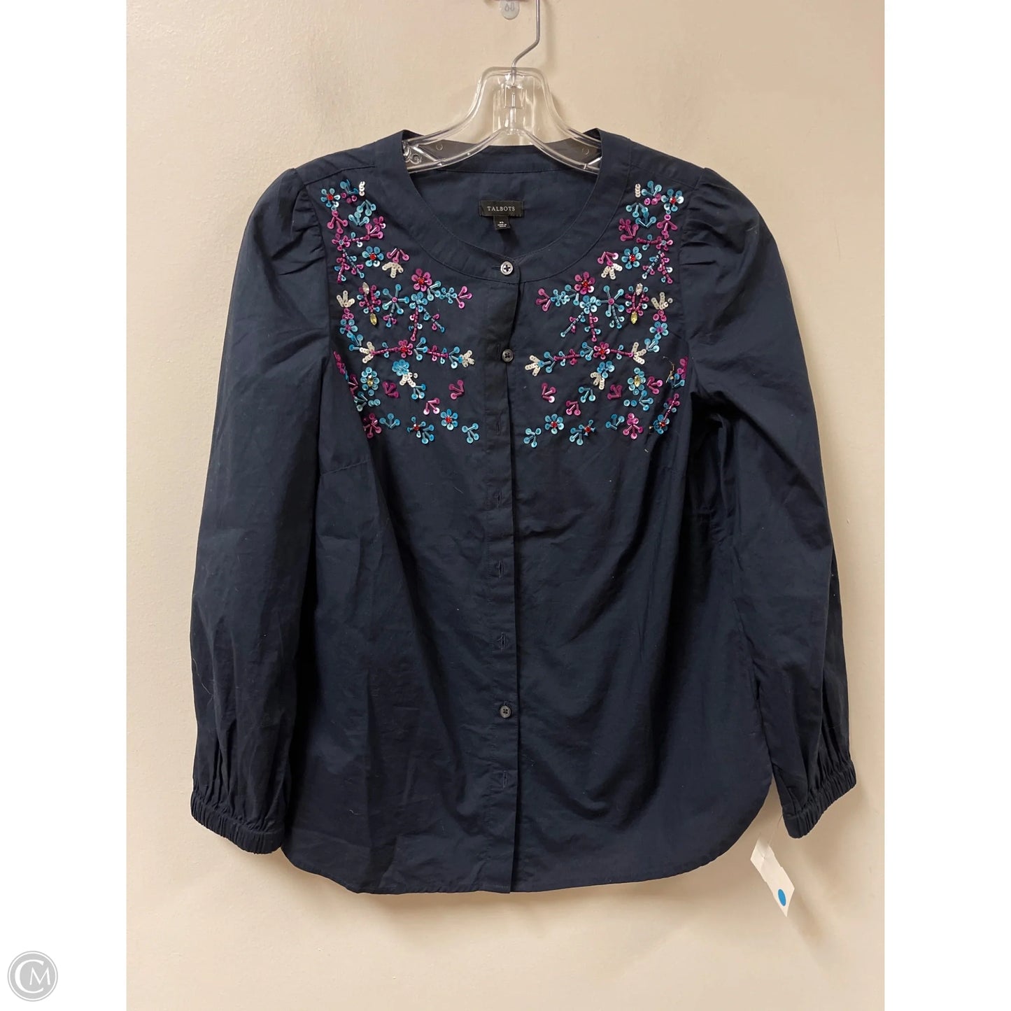Blouse Long Sleeve By Talbots In Navy, Size: Xs