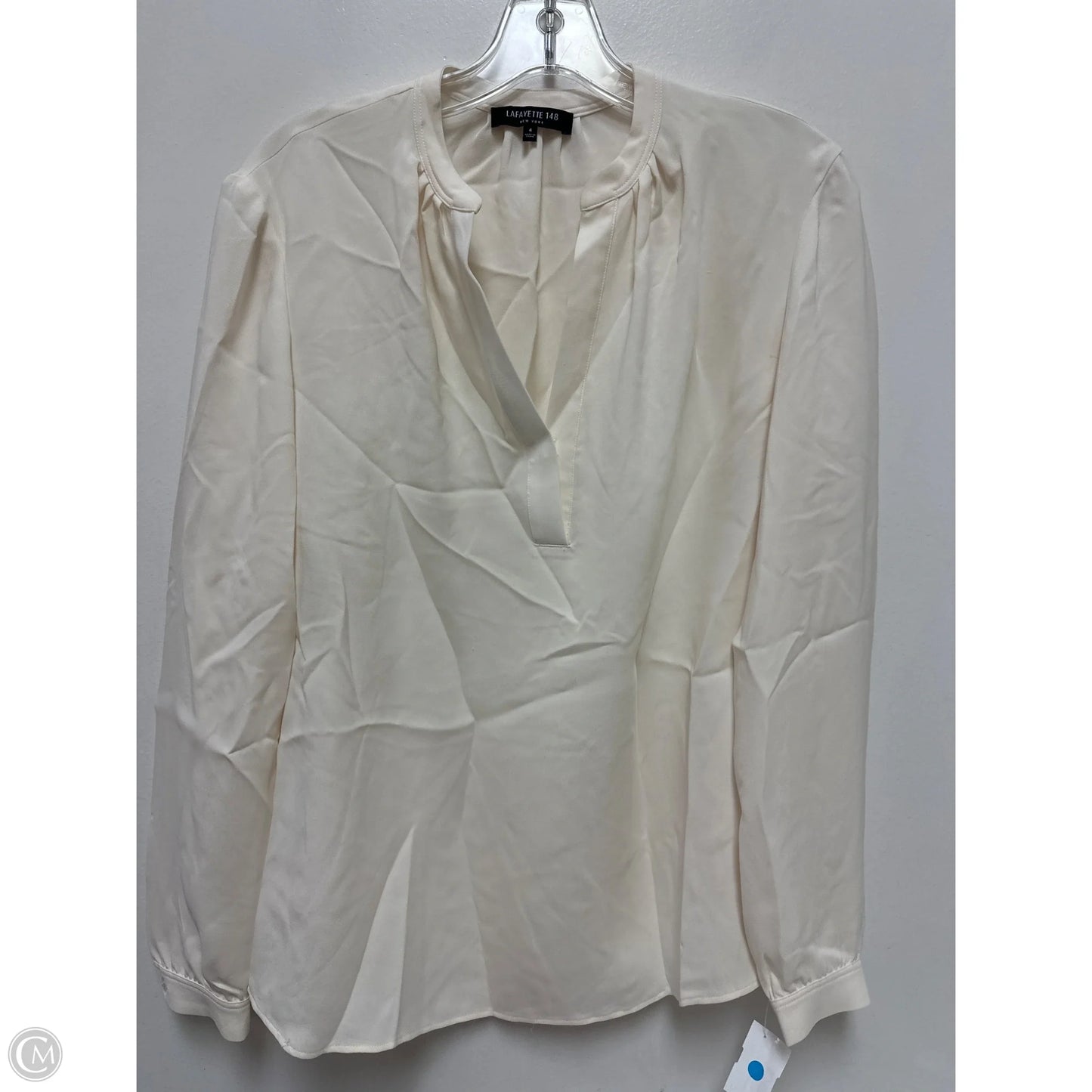 Top Long Sleeve Designer By Lafayette 148 In Cream, Size: Xs