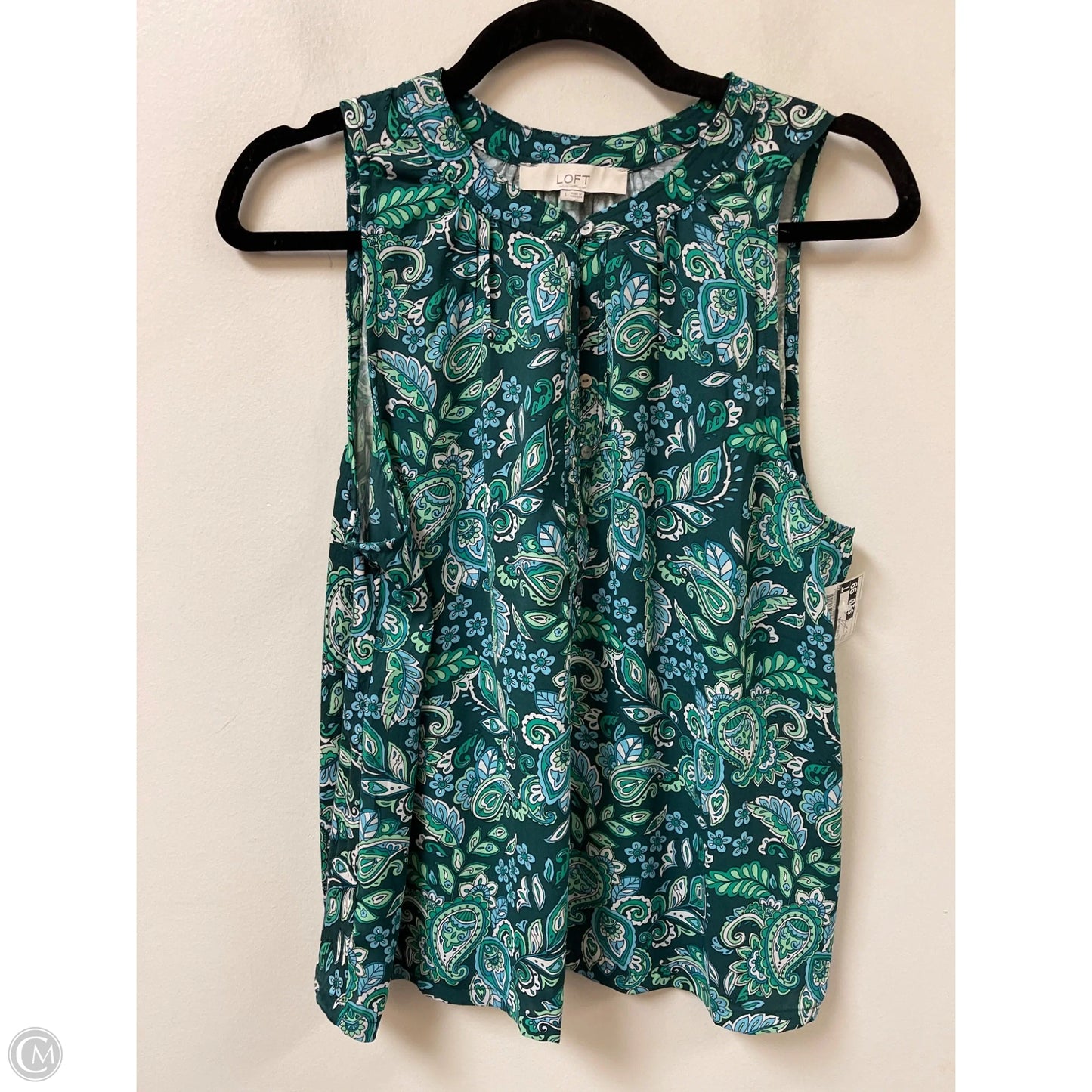 Top Sleeveless By Loft In Green, Size: L