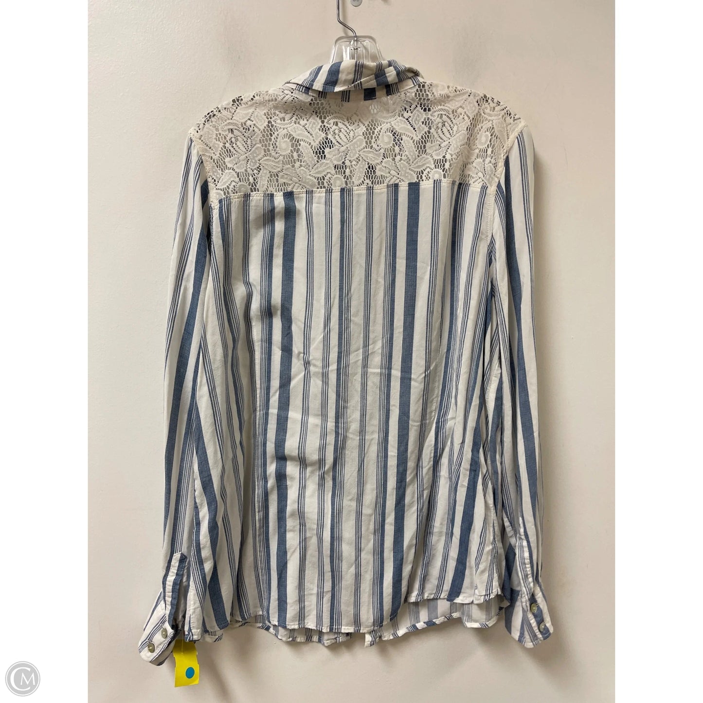 Blouse Long Sleeve By About A Girl In Blue & White, Size: Xl