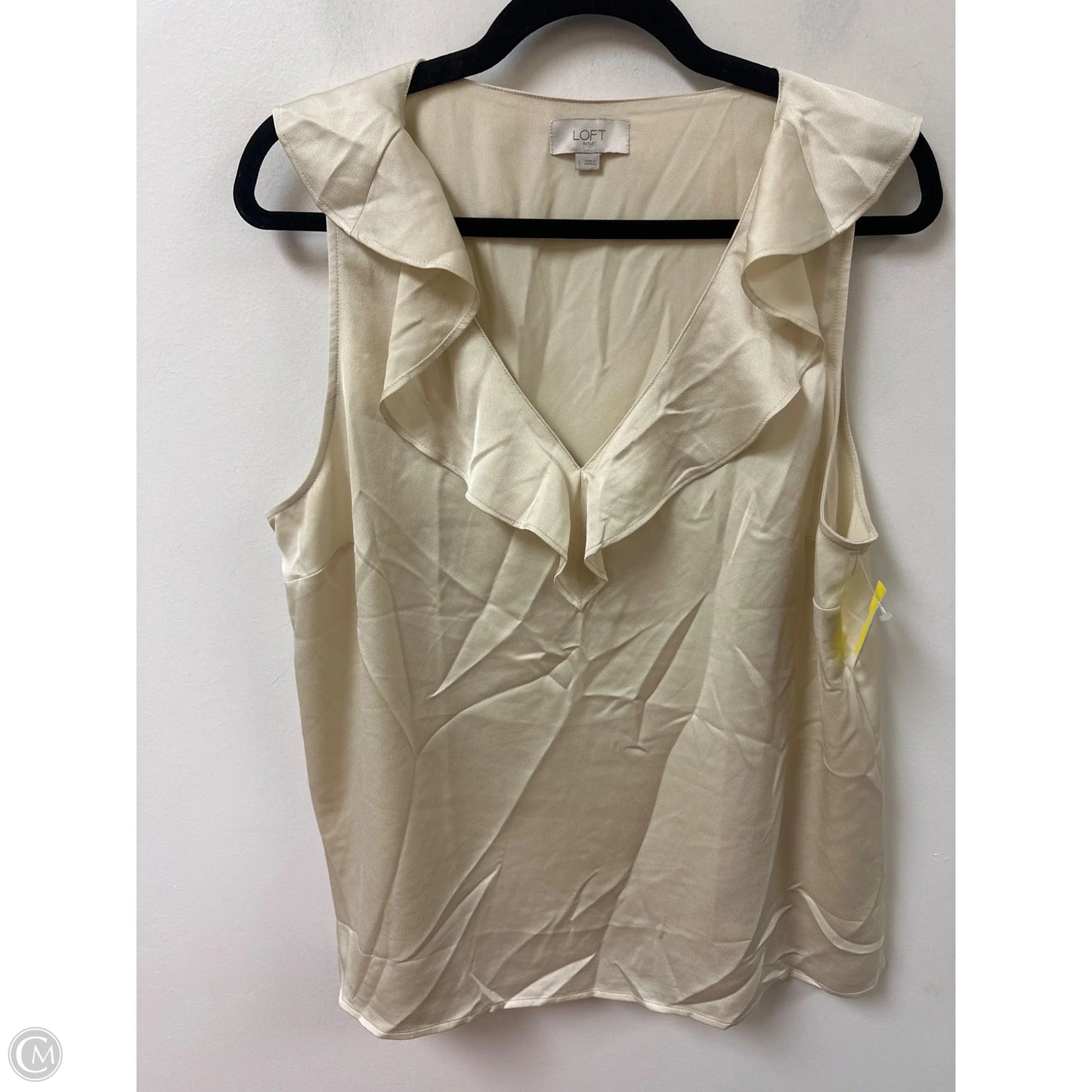 Top Sleeveless By Loft In Cream, Size: L