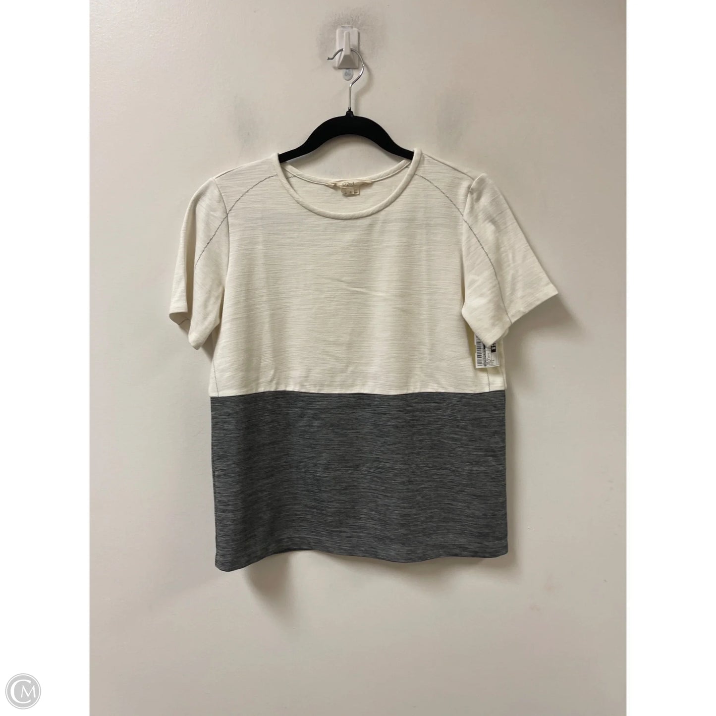 Top Short Sleeve By Anthropologie In Grey & White, Size: S
